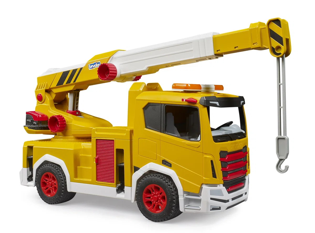 Bruder 03471 - Roadmax Camion-Grue - Véhicules pour Enfants, camions, engins de Chantier, Chantier, Jouets à partir de 2 Ans