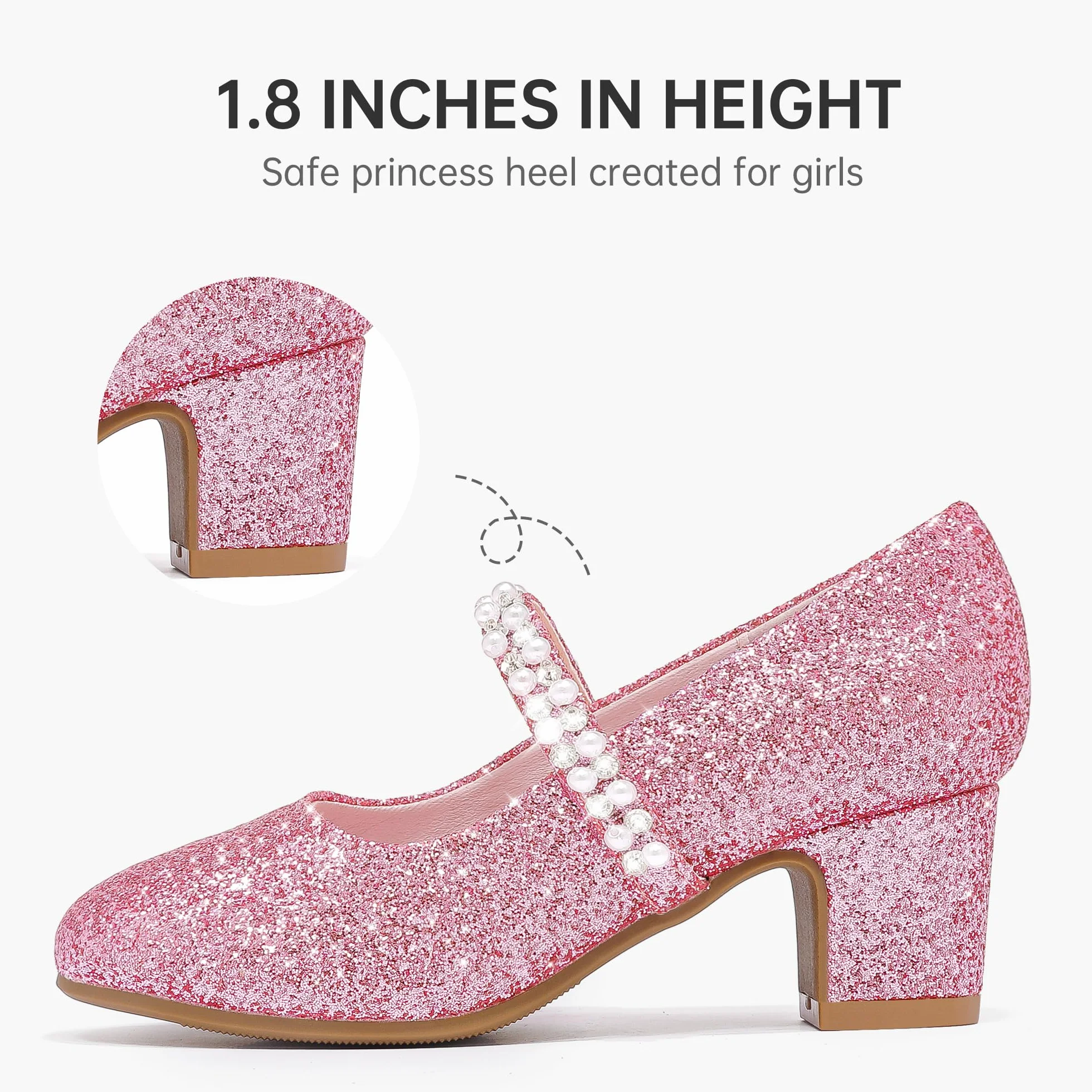 LAURMOSA Perles Chaussure Princesse Fille Mary Jane Talon Enfant Mariage
