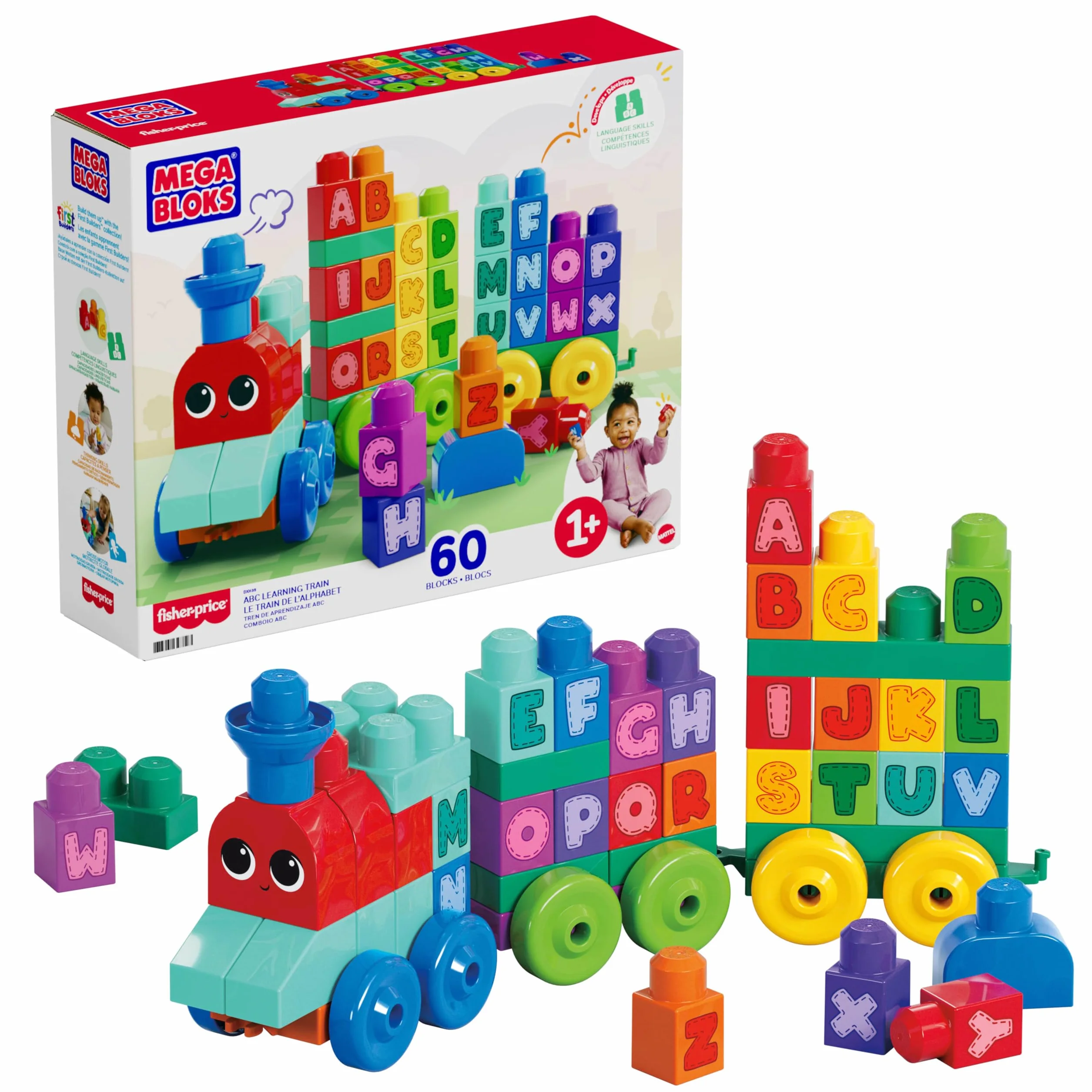 MEGA Bloks Le train des Lettres jeu de construction 60 pièces jouet bébé enfant 1-5 ans DXH35
