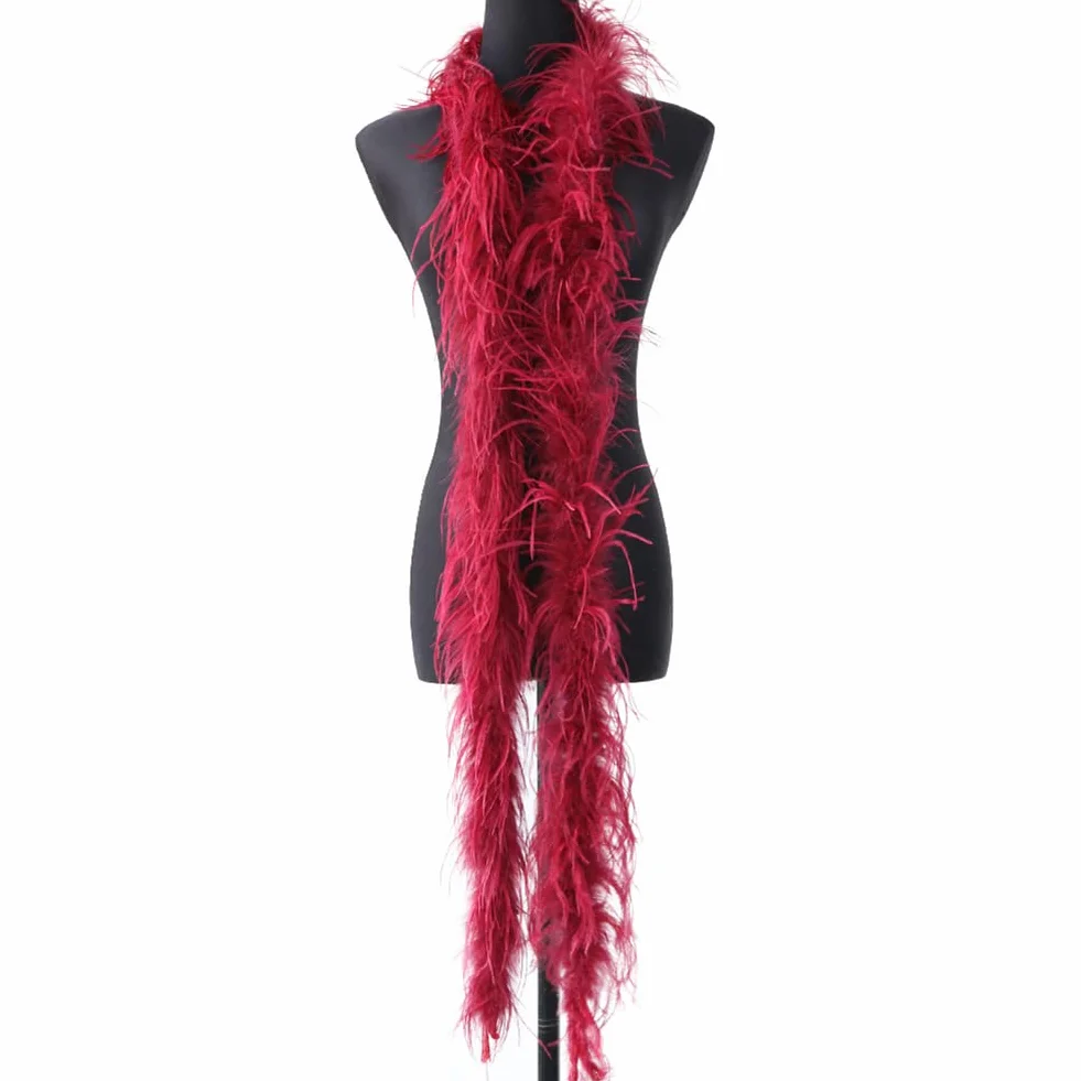 Surakey Boa de Plumes 2m Écharpe en Plumes Charleston Accessoire Femme Naturel Plumes D'autruche Longue Ceinture de Plumes Rose Foncé