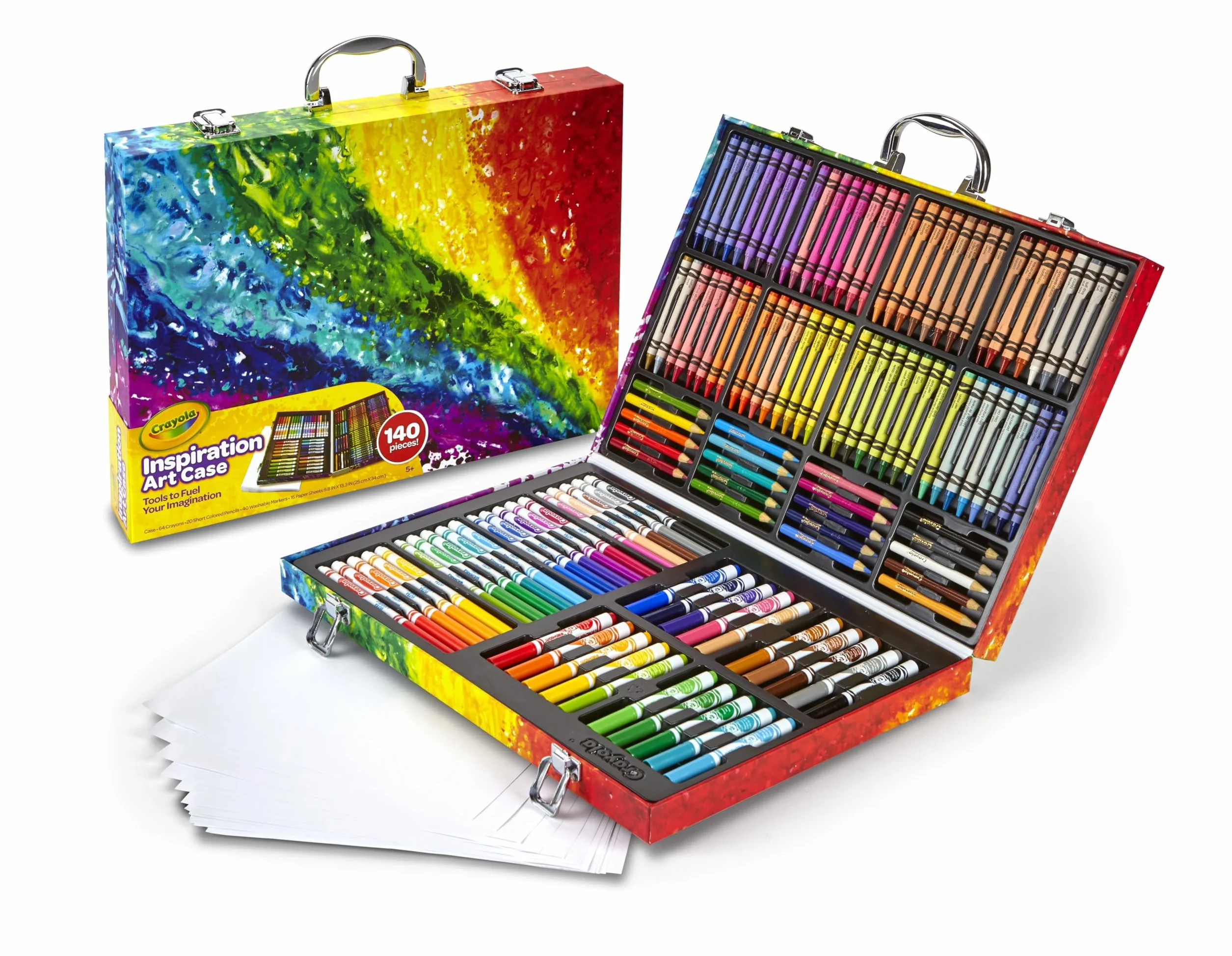 CRAYOLA Coffret de Coloriage 140 Crayons 15 Feuilles Blanches 5 Ans 04-2532