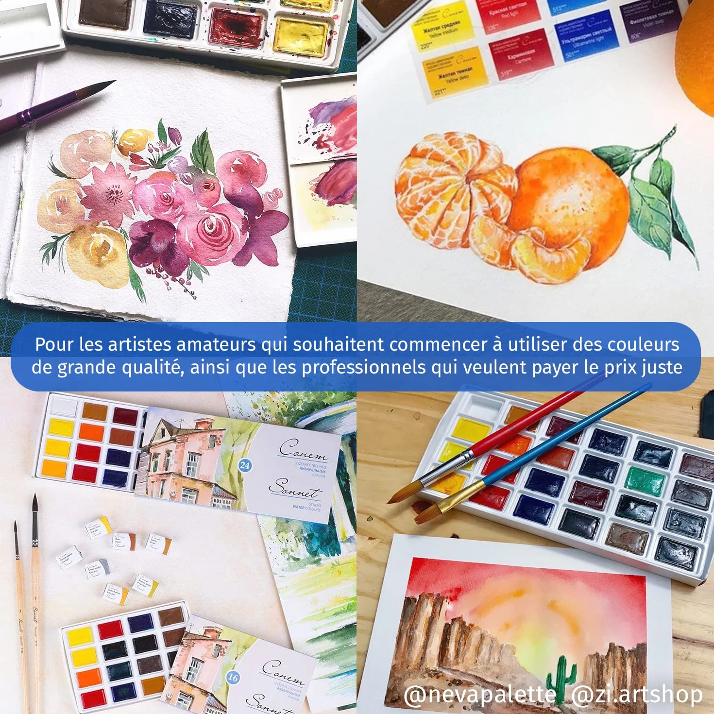Nevskaya Palitra Sonnet Set de Peinture Aquarelle 24 Aquarelles