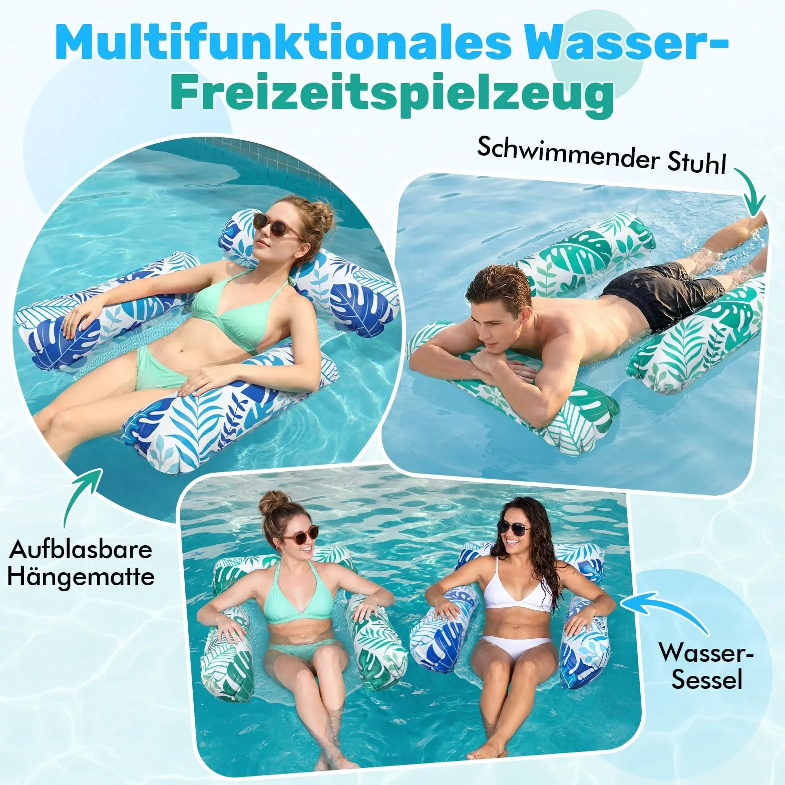 Elidepe Bouee Piscine 2 Pièces Matelas Gonflable Hamac Aquatique Flottant 4 en 1 pour Adulte