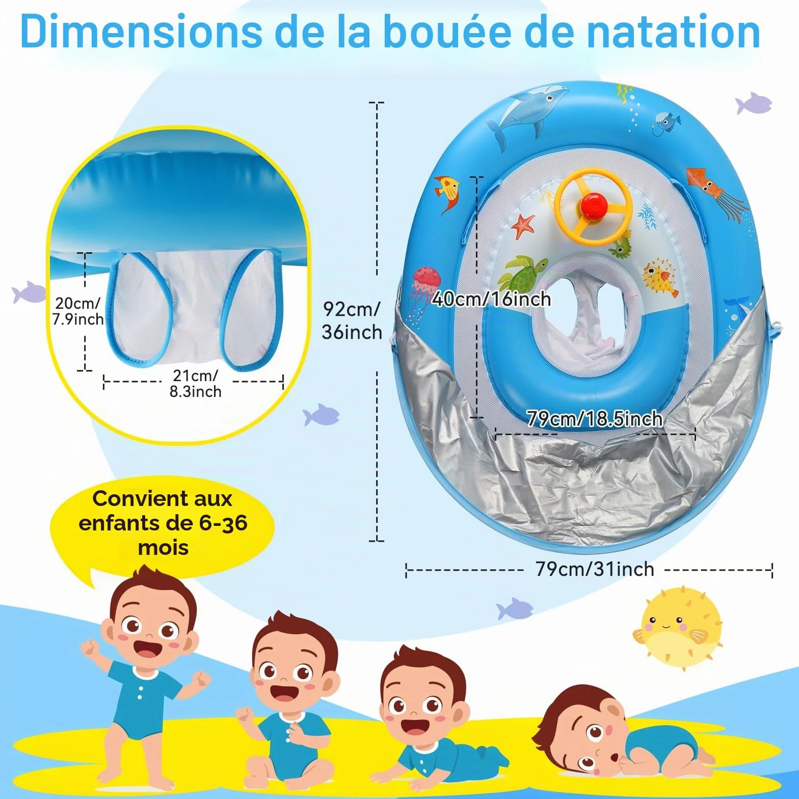 Bébé Siège de Piscine Gonflable avec Kit de Patch pour 6 Mois-3 Ans Rosa
