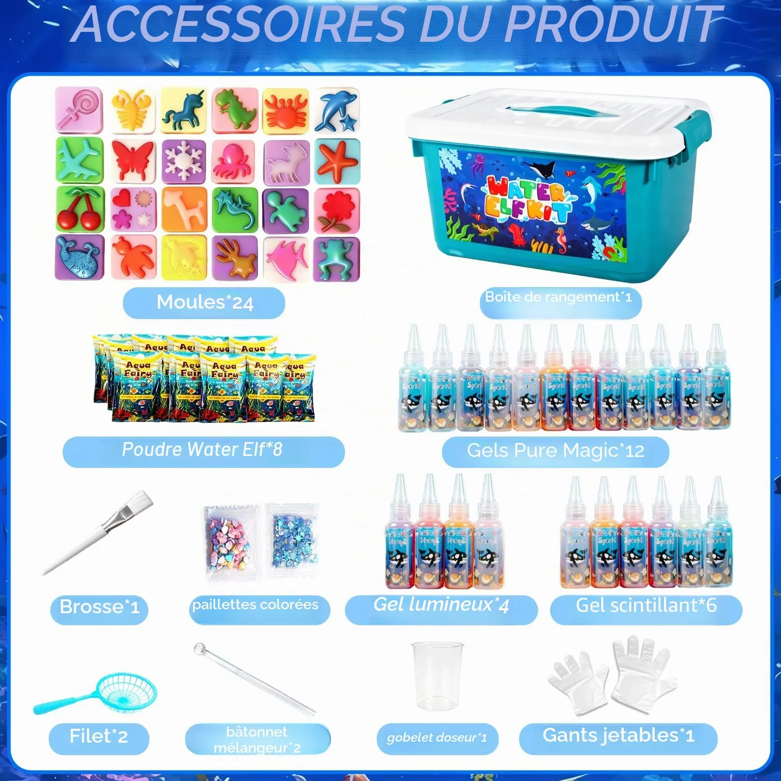 Magic Water Elf Set 3D Magiques Créatifs Activité Manuelle Enfant 24 Couleurs Et 24 Formes DIY Aqua Gelz Kit Créatif