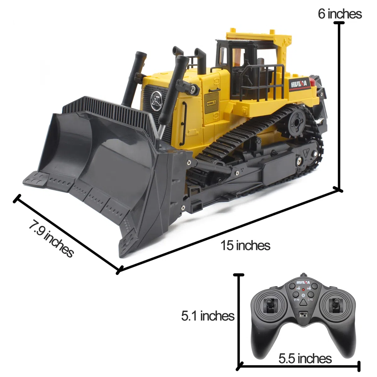 Mostop Jouet bulldozer RC échelle 1/16 9 canaux RC Tracteur à chargement frontal entièrement fonctionnel 2,4 GHz Télécommande Bulldozer Véhicules de chantier RC Jouet Cadeau avec lumière et son pour