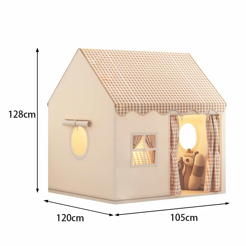 Tente de Jeux Enfant Cabane Interieure Maison Pliable Princesse 3-14 Ans 120x105x128 cm Beige Grisâtre