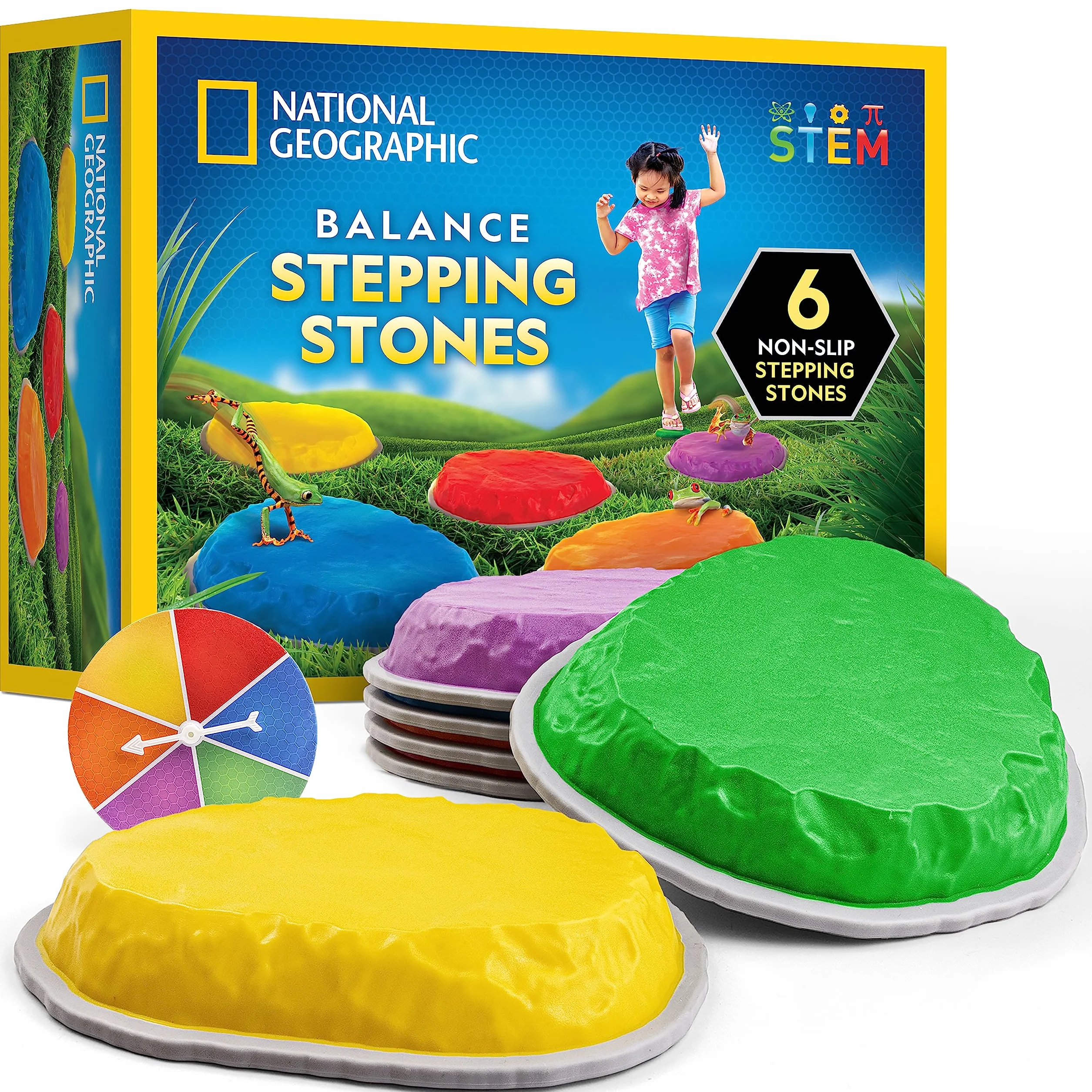 National Geographic Pierres d’Équilibre pour Enfants 6 Pierres Antidérapantes Motricité Globale