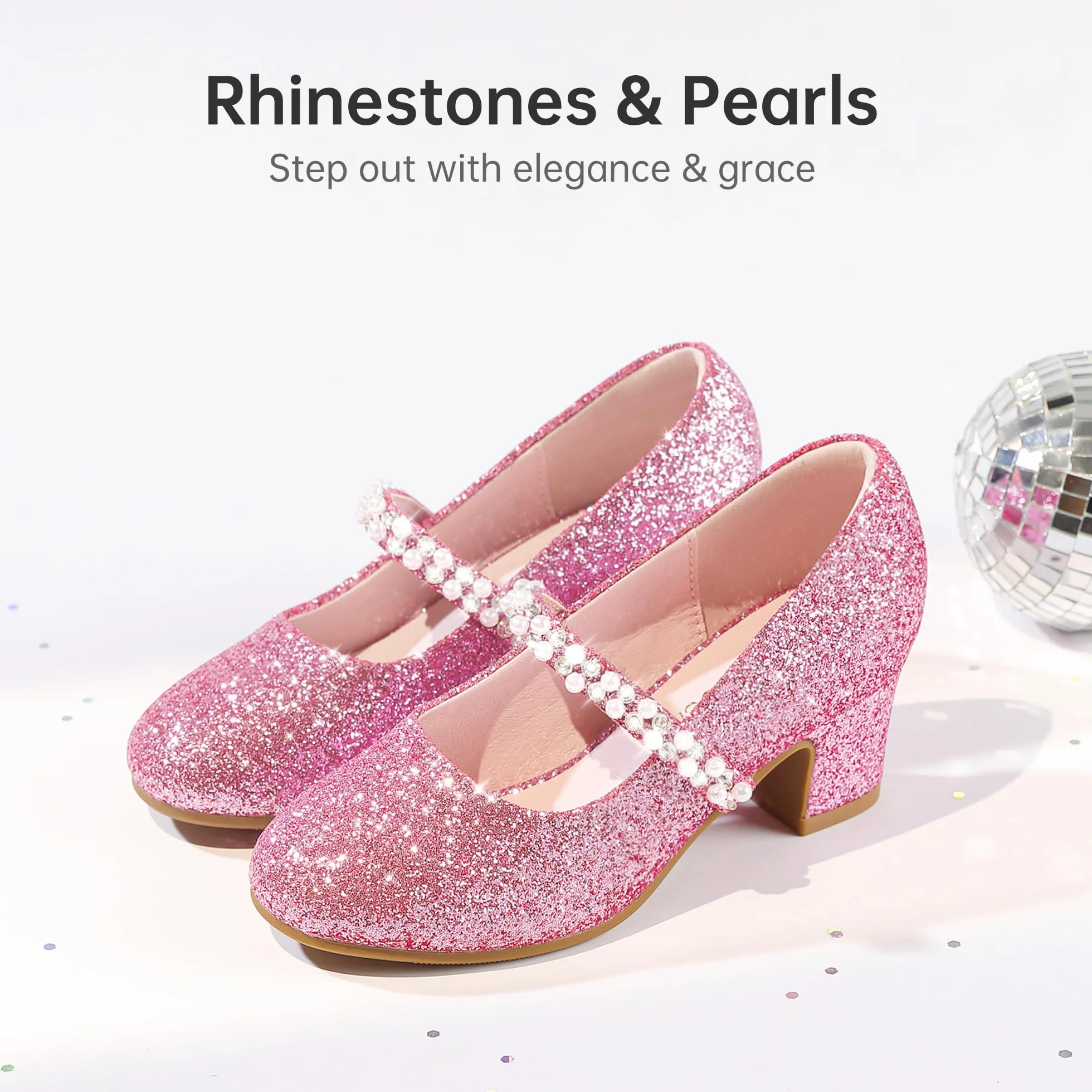 LAURMOSA Perles Chaussure Princesse Fille Mary Jane Talon Enfant Mariage