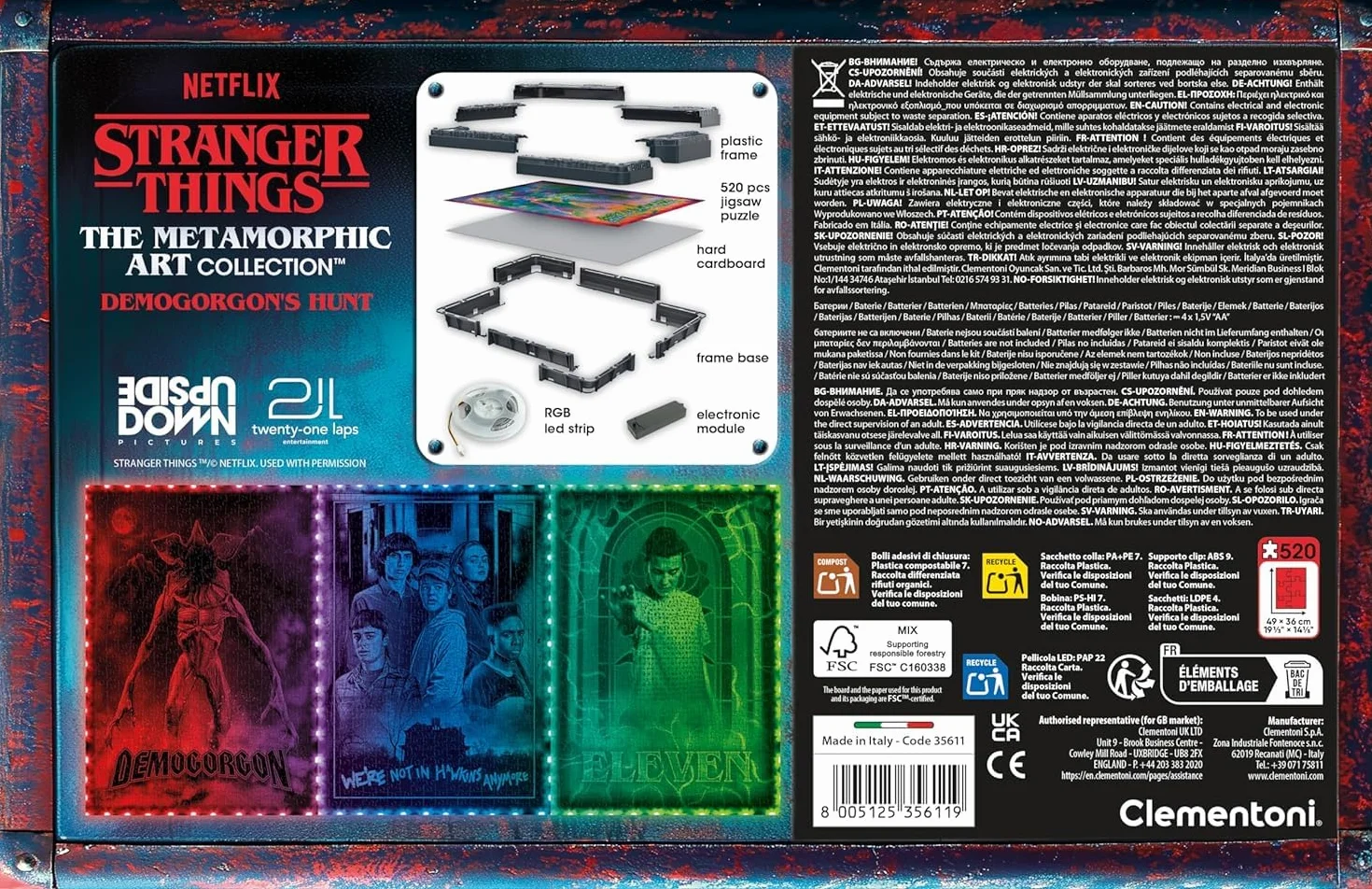 Puzzle Cadre Lumineux Stranger Things Démogorgon 520 Pièces