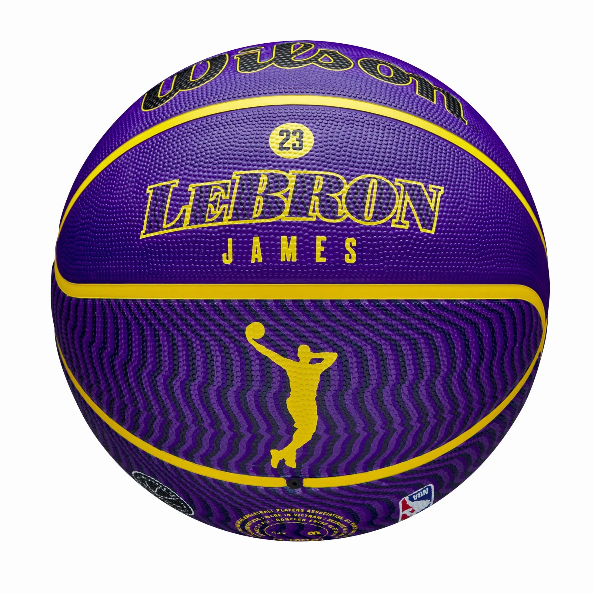 WILSON NBA Player Icon Ballon de Basket d'Extérieur Lebron James Taille 7 Violet/Jaune