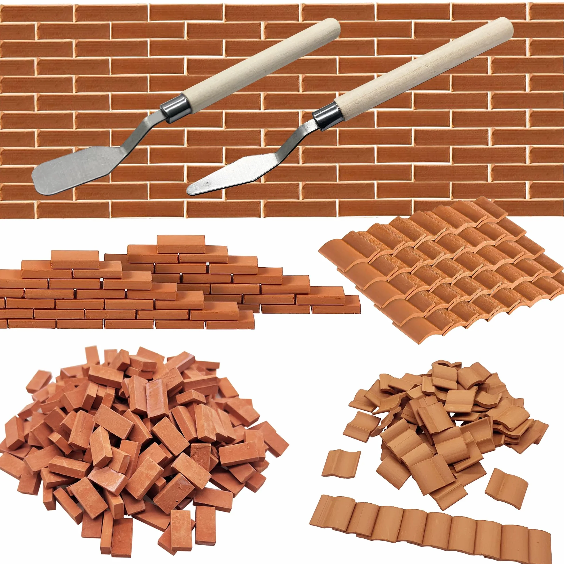 Woohome 542 PCS Tuiles Miniatures Mini Briques Gris pour DIY Fairy Garden Dollhouse Decor