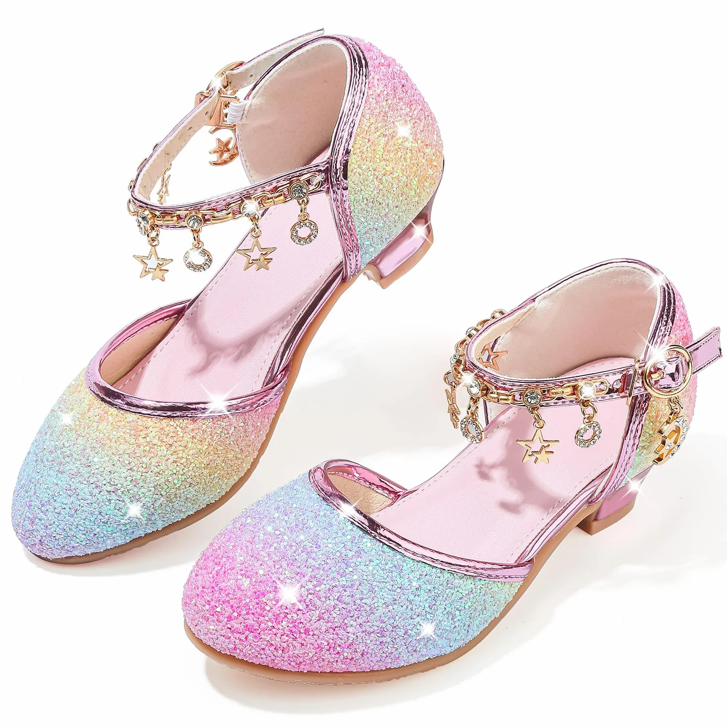 Chaussure Princesse Fille Paillettes Talon Haut Sandale Crystal Bling
