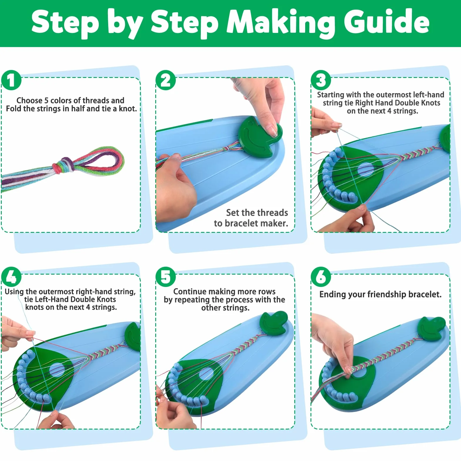 Kit Bracelet Fille Bracelet D'amitié Cadeau Enfant Jouet Fabrication Bracelets pour Filles 6-12 Ans DIY Loisirs Créatifs Bleu Vert