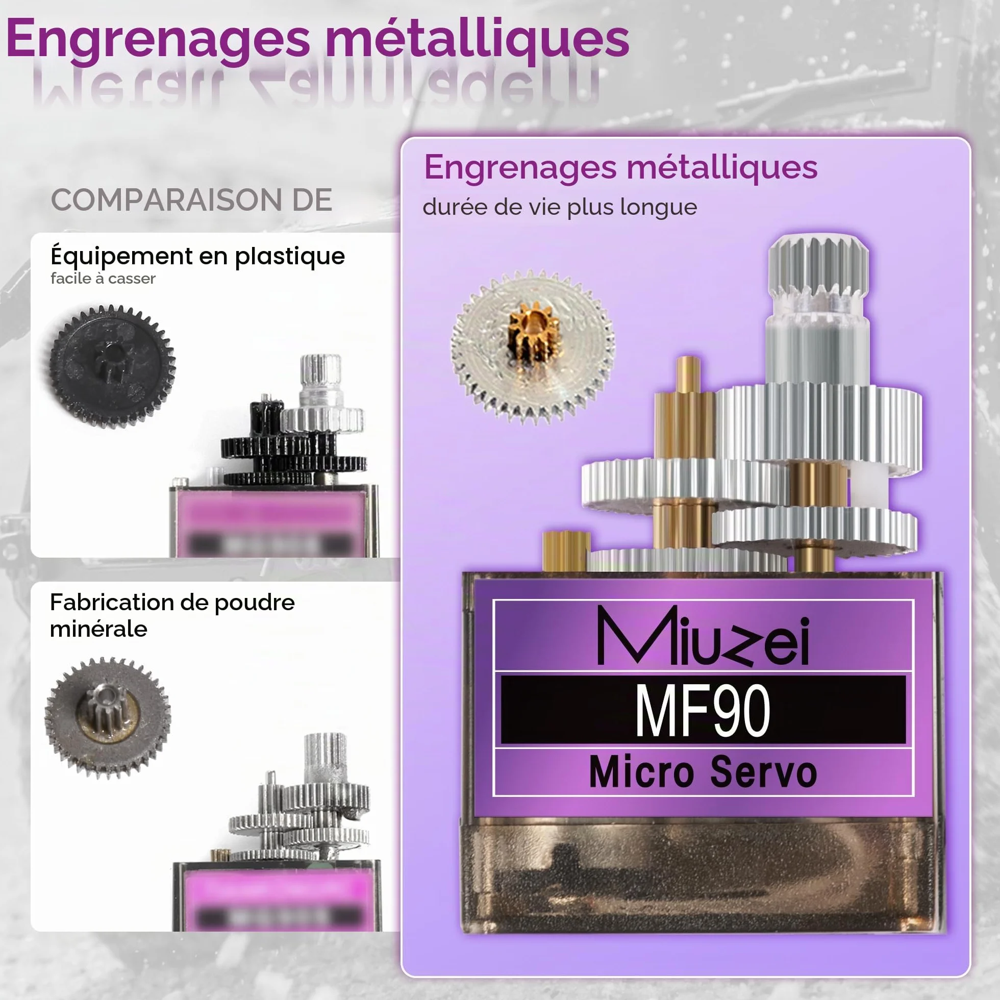 Miuzei Lot de 10 Engrenages Servomoteurs en Métal RC 9G Micro Servo 180° pour Arduino Robot Bras Avion Voiture Bateau