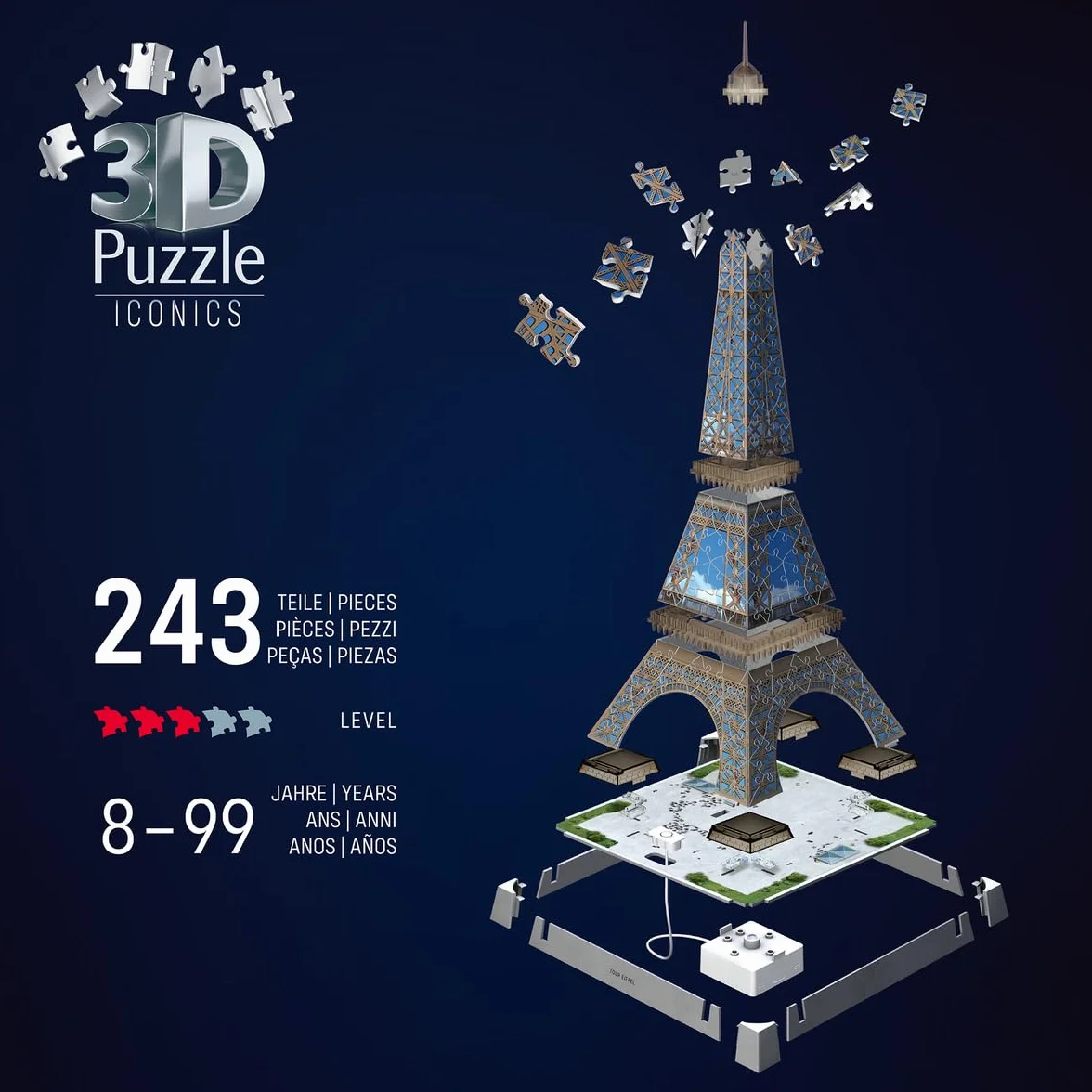 Ravensburger Puzzle 3D Tour Eiffel Illuminée 216 Pièces Brille dans le Noir
