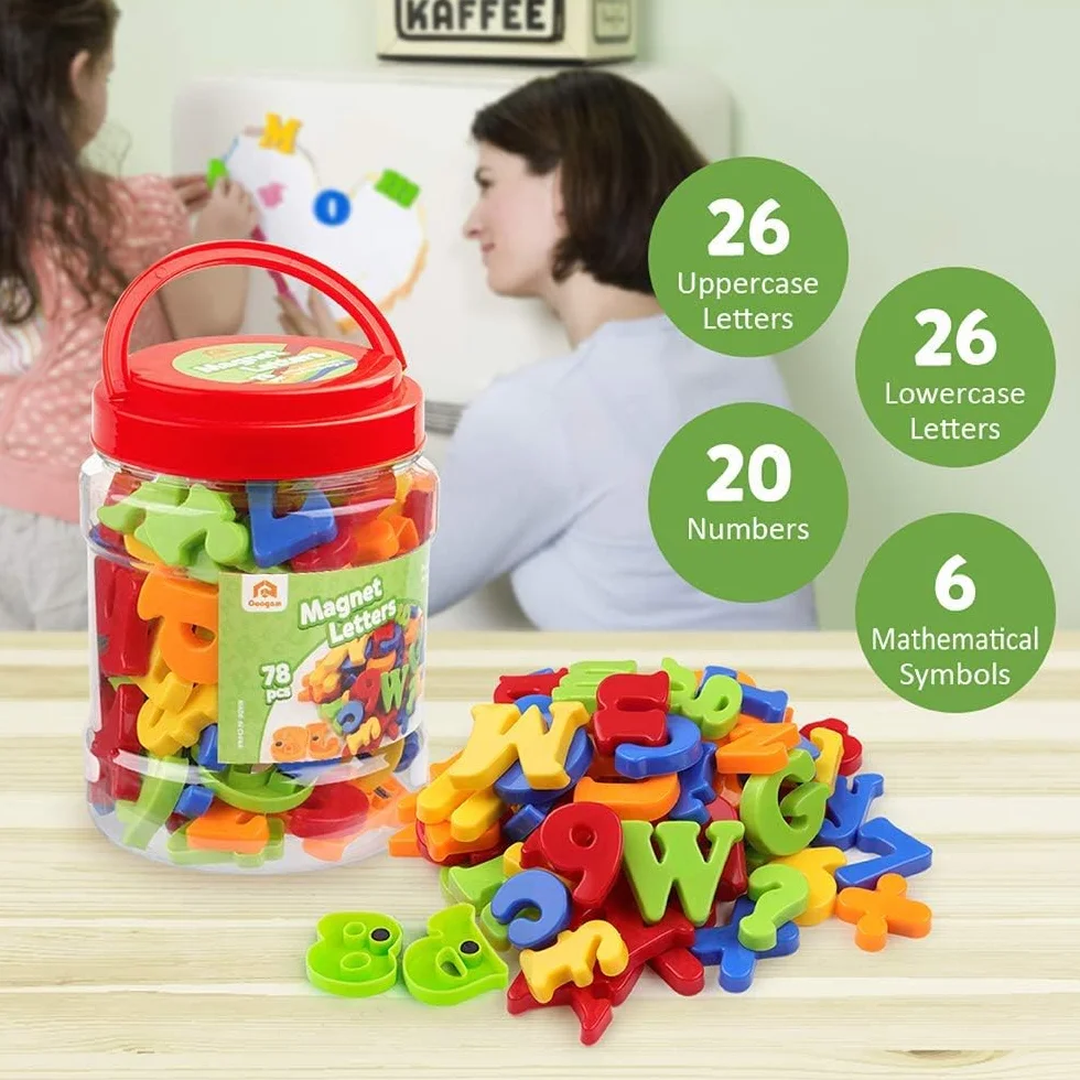Coogam Magnétiques Lettres et Chiffres Alphabet Majuscule Minuscule Aimants Frigo Jouet éducatif Préscolaire 78 Pcs