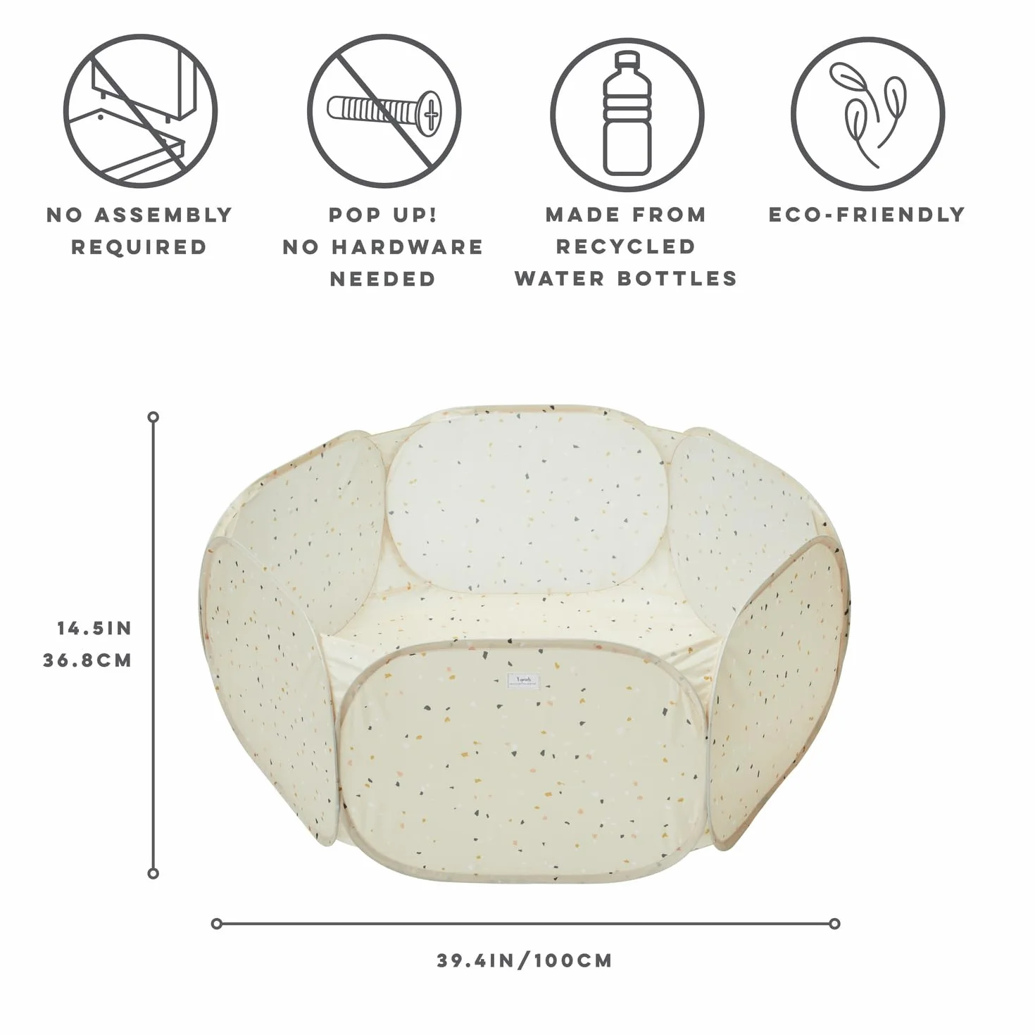 3 Sprouts Piscine à balles pour Enfants Terrazzo Beige Tissu Durable