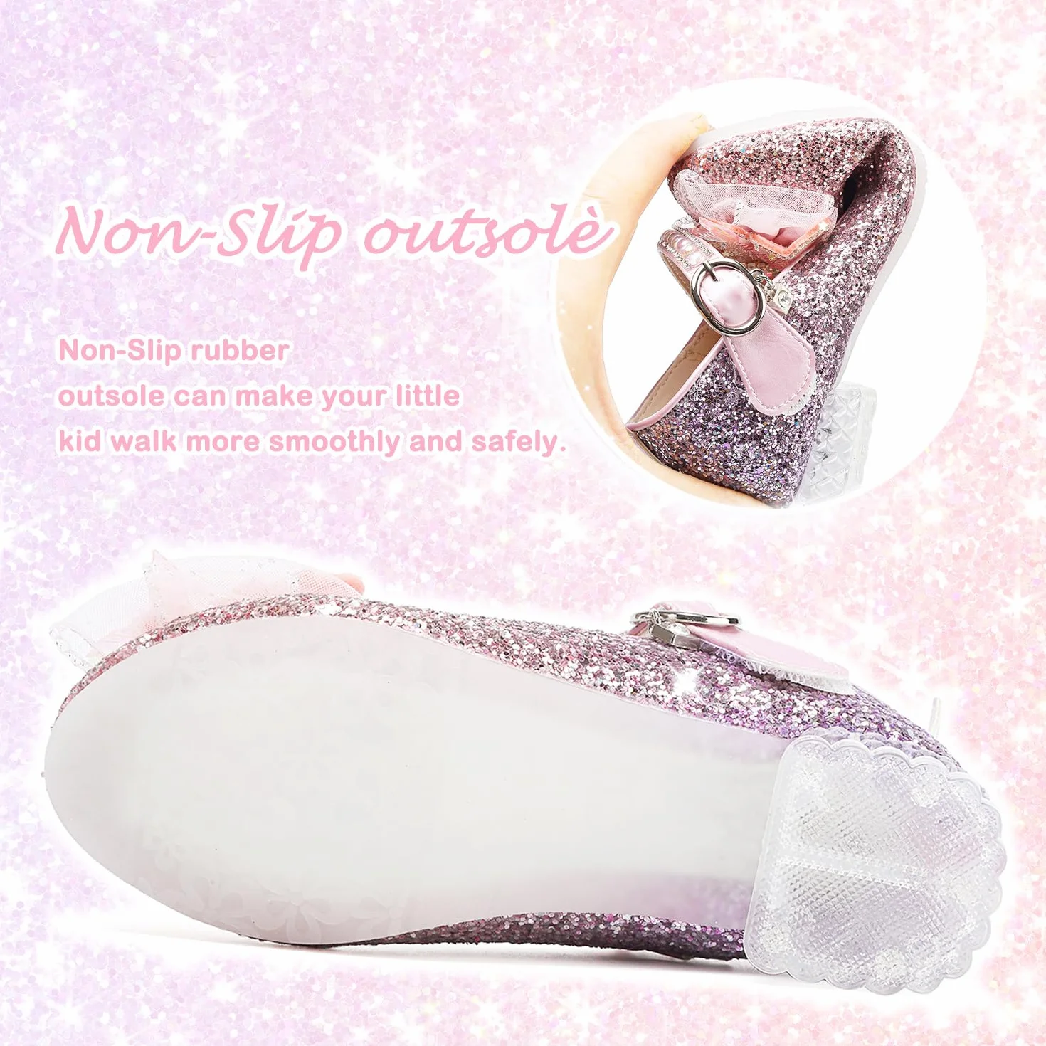 Chaussures de Danse Mary Jane Paillettes Fille Enfant Princesse Talon