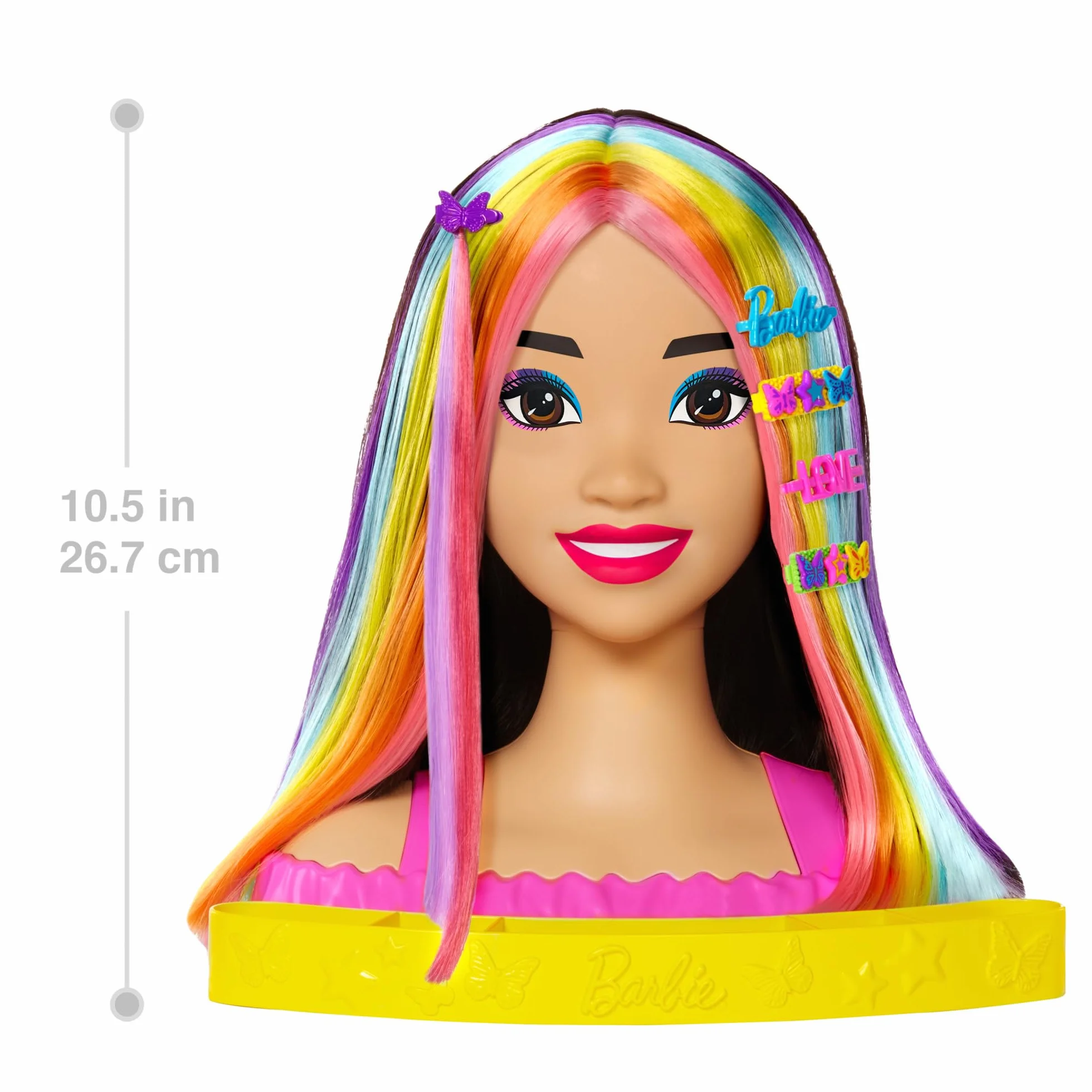 Barbie Tête À Coiffer Ultra Chevelure Cheveux Noirs Lisses Mèches Arc-en-Ciel 22 Accessoires Color Reveal Jouet Enfant 3 Ans HMD81