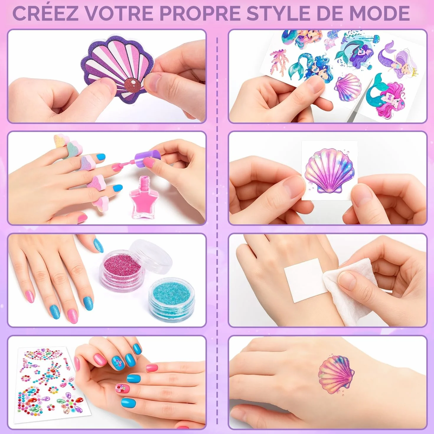 Kit Maquillage Enfant Fille avec Vernis à Ongles, Coffret Maquillage Princesse Jouet Non Toxique Lavable Cadeau Noël 3-10 Ans
