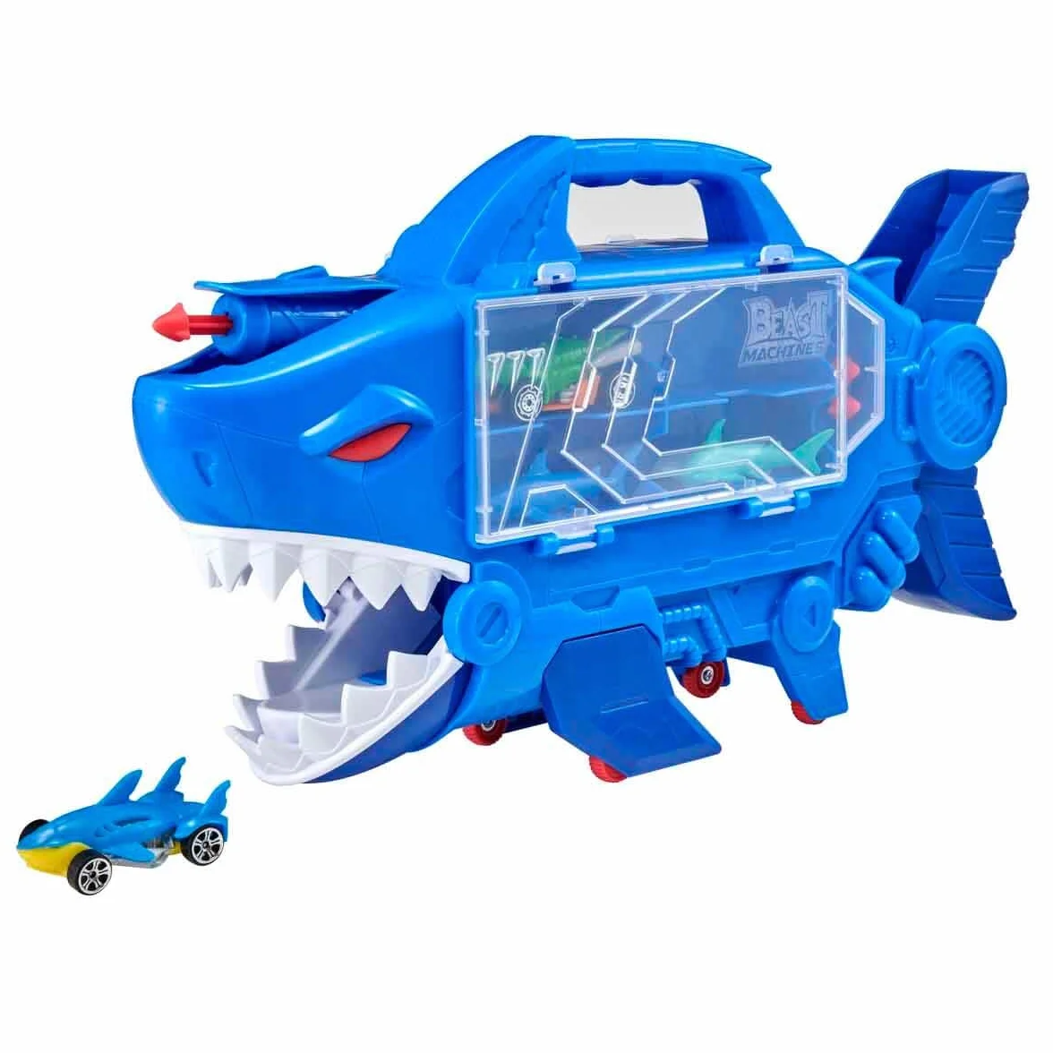 Teamsterz Beast Machines Shark Destroyer Ensemble 2 véhicules moulés sous pression 2 figurines requin missiles lanceur rangement 8 voitures étui