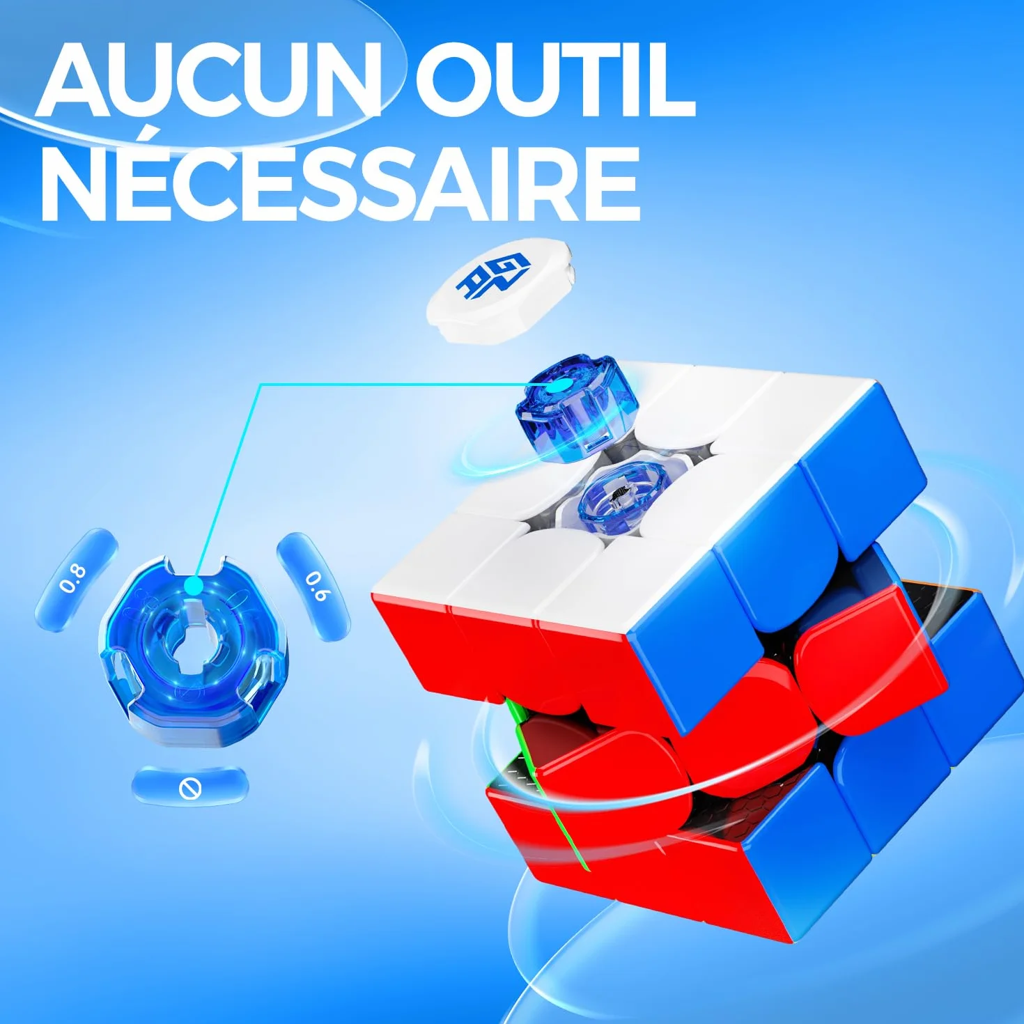 GAN 356RS Speed Cube Magique 3x3x3 sans Autocollant, Casse-Tête Classique avec GES+