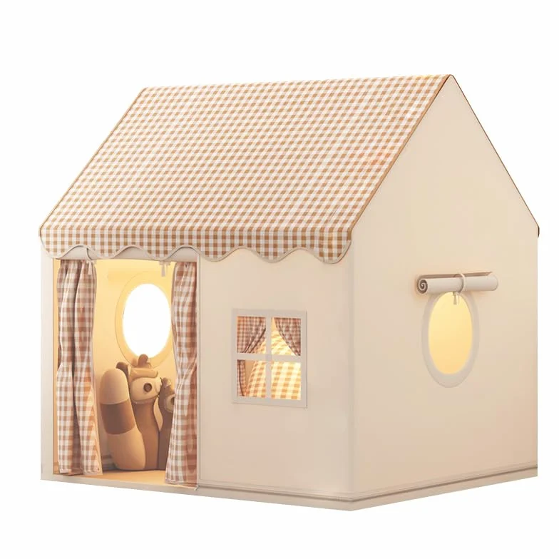 Tente de Jeux Enfant Cabane Interieure Maison Pliable Princesse 3-14 Ans 120x105x128 cm Beige Grisâtre