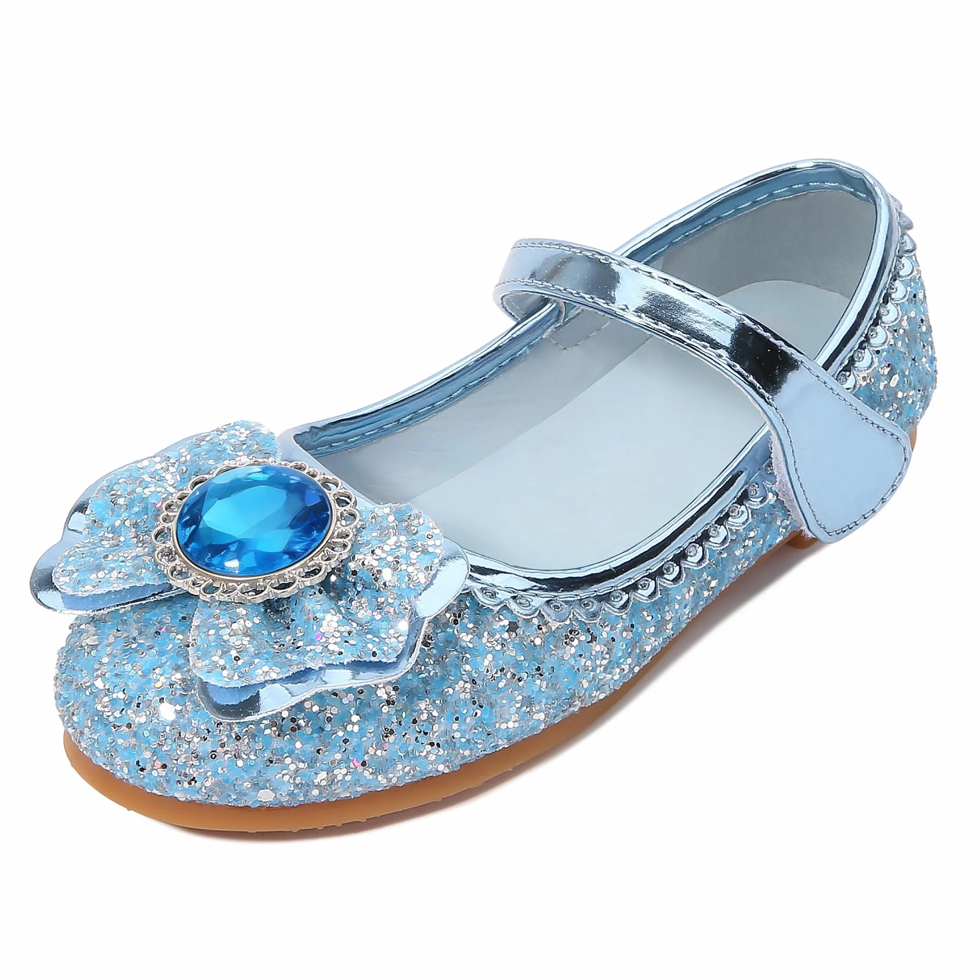 Sandale à Talon Haut Enfant Ballerine Argenté Halloween Noël Anniversaire Mariage Déguisement Crystal Bleu 30 EU