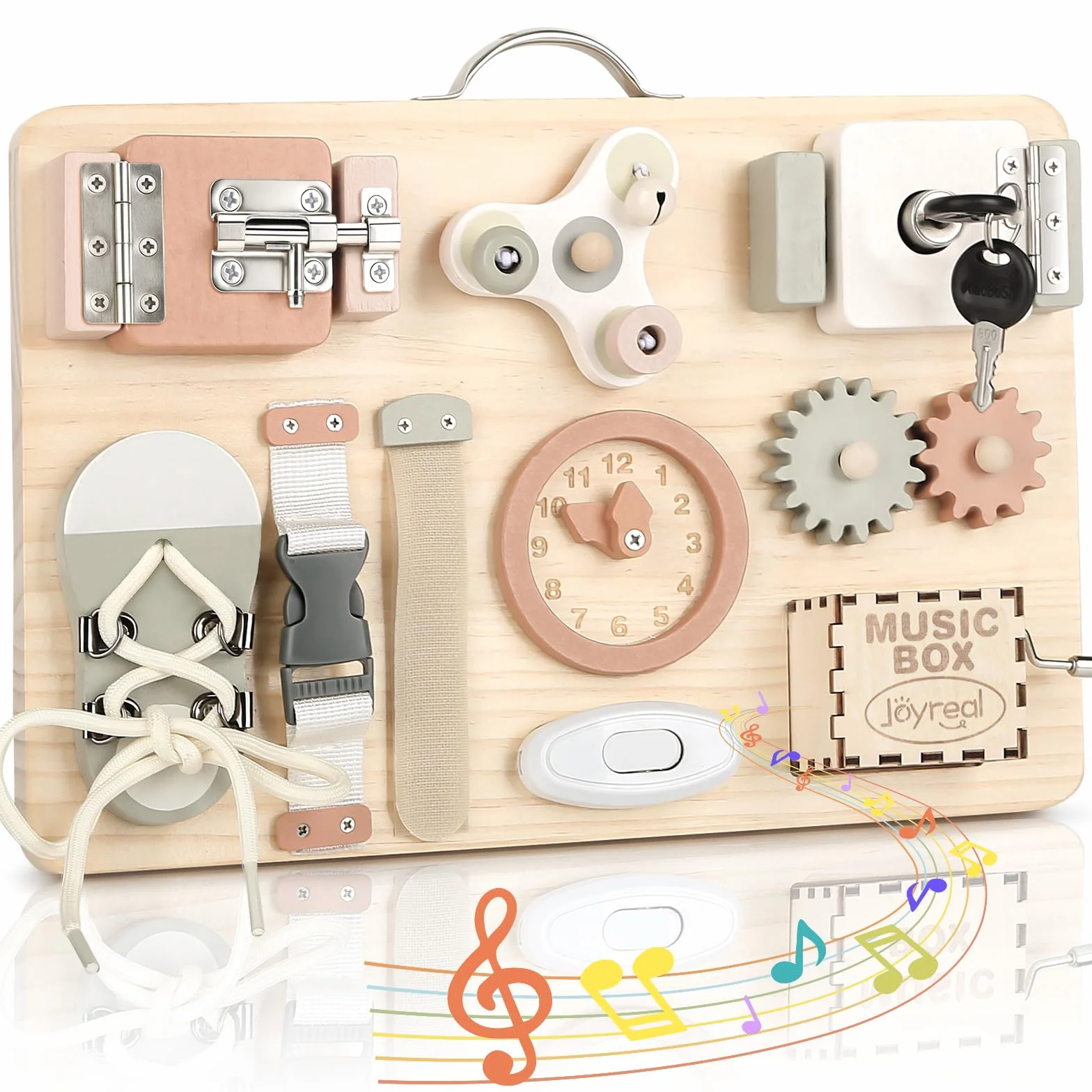 Joyreal Busy Board Montessori - Planche Activité Sensoriel Parcours Motricité Bébé Jeux Educatif Jouet Enfant
