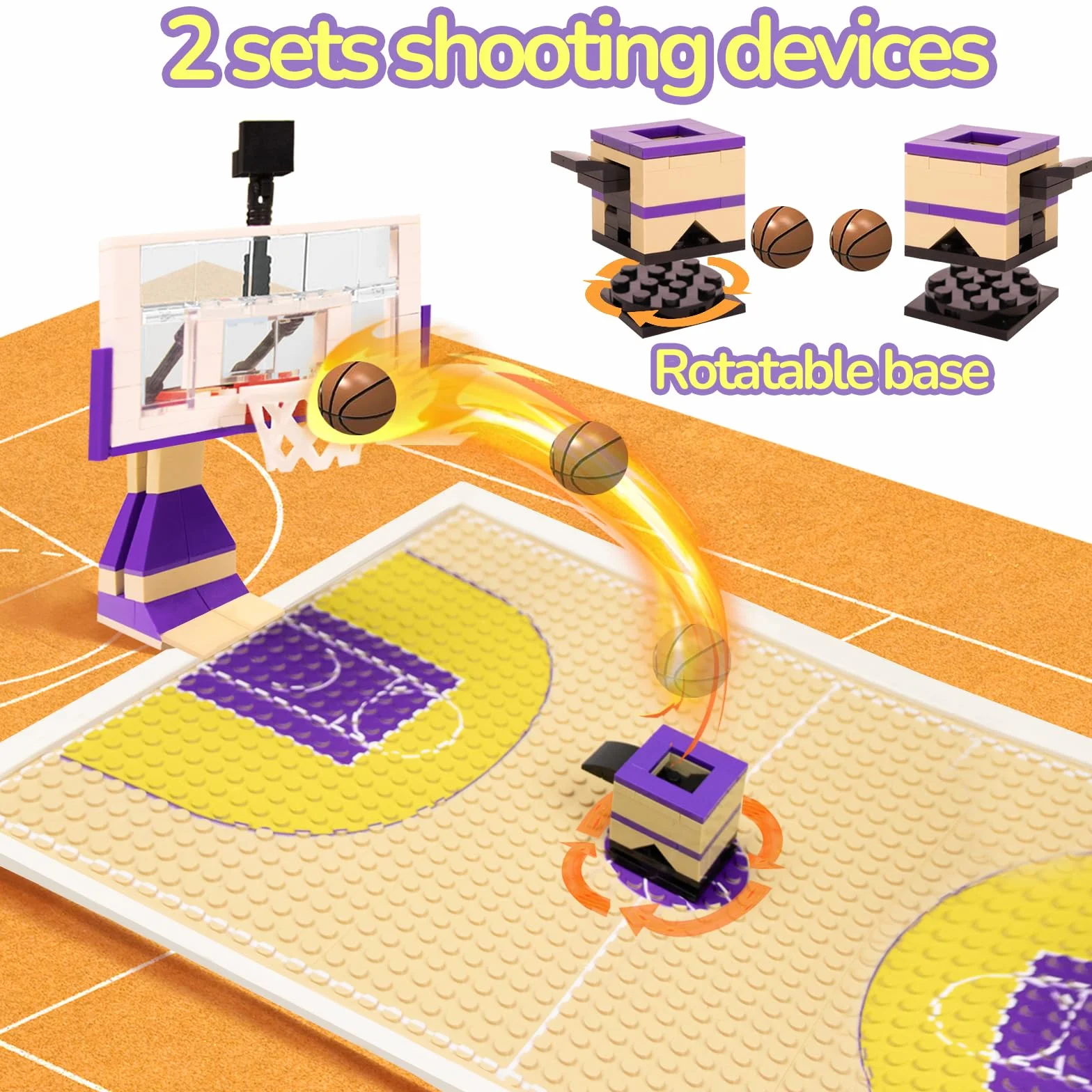 Kit de jeu de basket-ball avec 2 supports, plaques de base et ballon