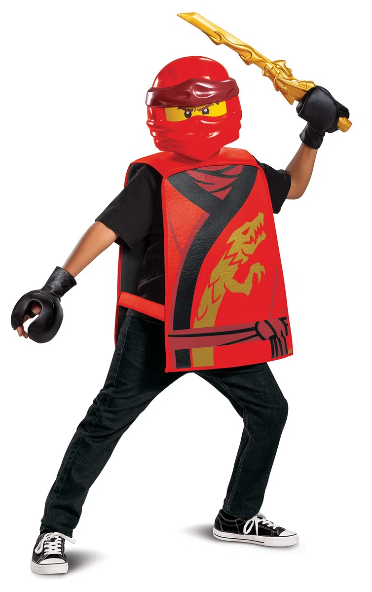 Disguise Lego Ninjago - Épée de Feu Accessoire de Déguisement Enfant - Licence Officielle Réplique Arme Ninjago Kai Dorée - Sabre Jouet Lego pour Cosplay, Halloween et Carnaval