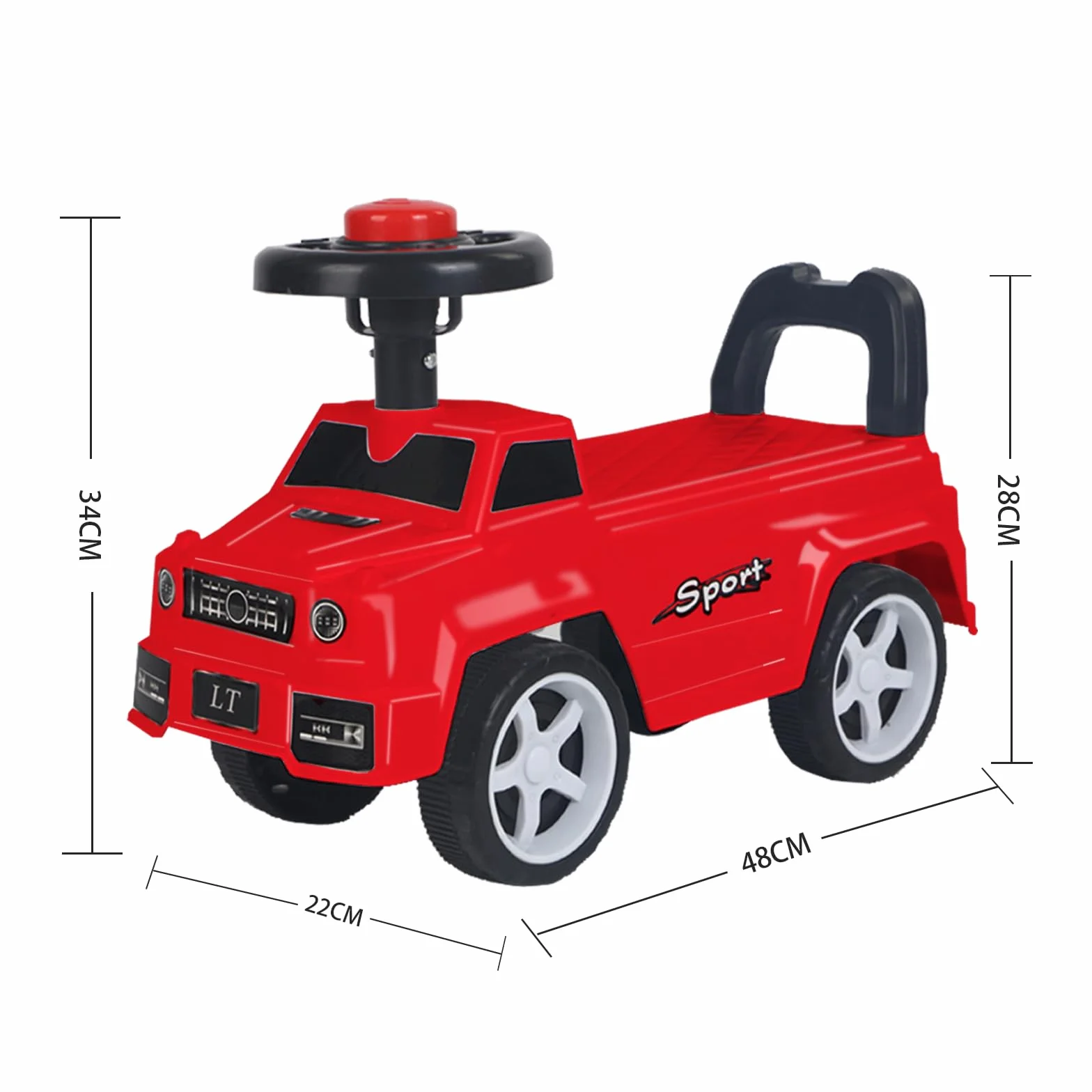 Poussette pour Enfants à partir de 2 Ans, Jouet à Monter Assis, Rangement sous le Siège, Camion Porteur, 48 x 22 x 34 cm - Rouge