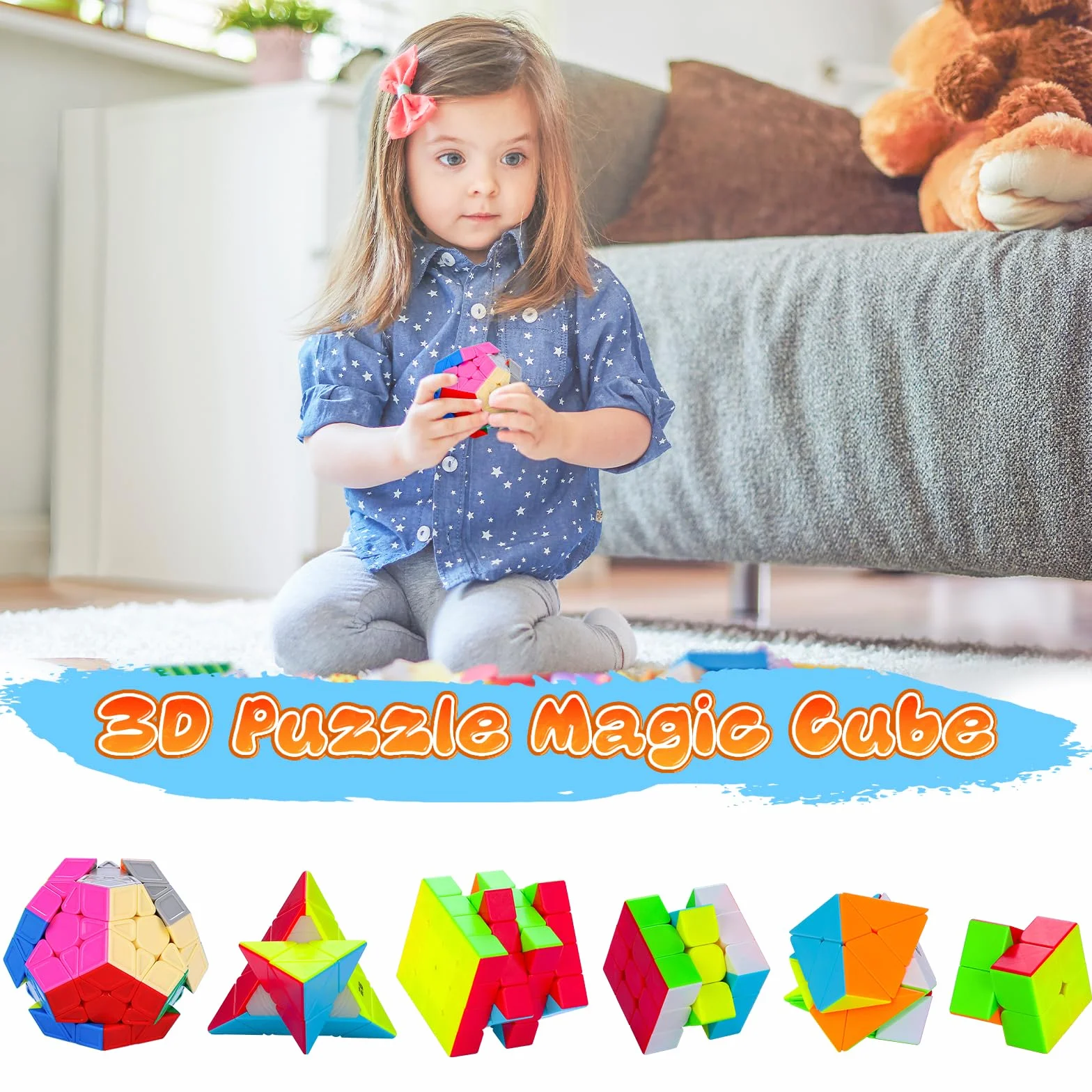 Speed Magic Cube Ensemble 6 Pack Cube Magique 2x2x2 3x3x3 4x4x4 Pyraminx Megaminx Skewb sans Autocollant Jouet