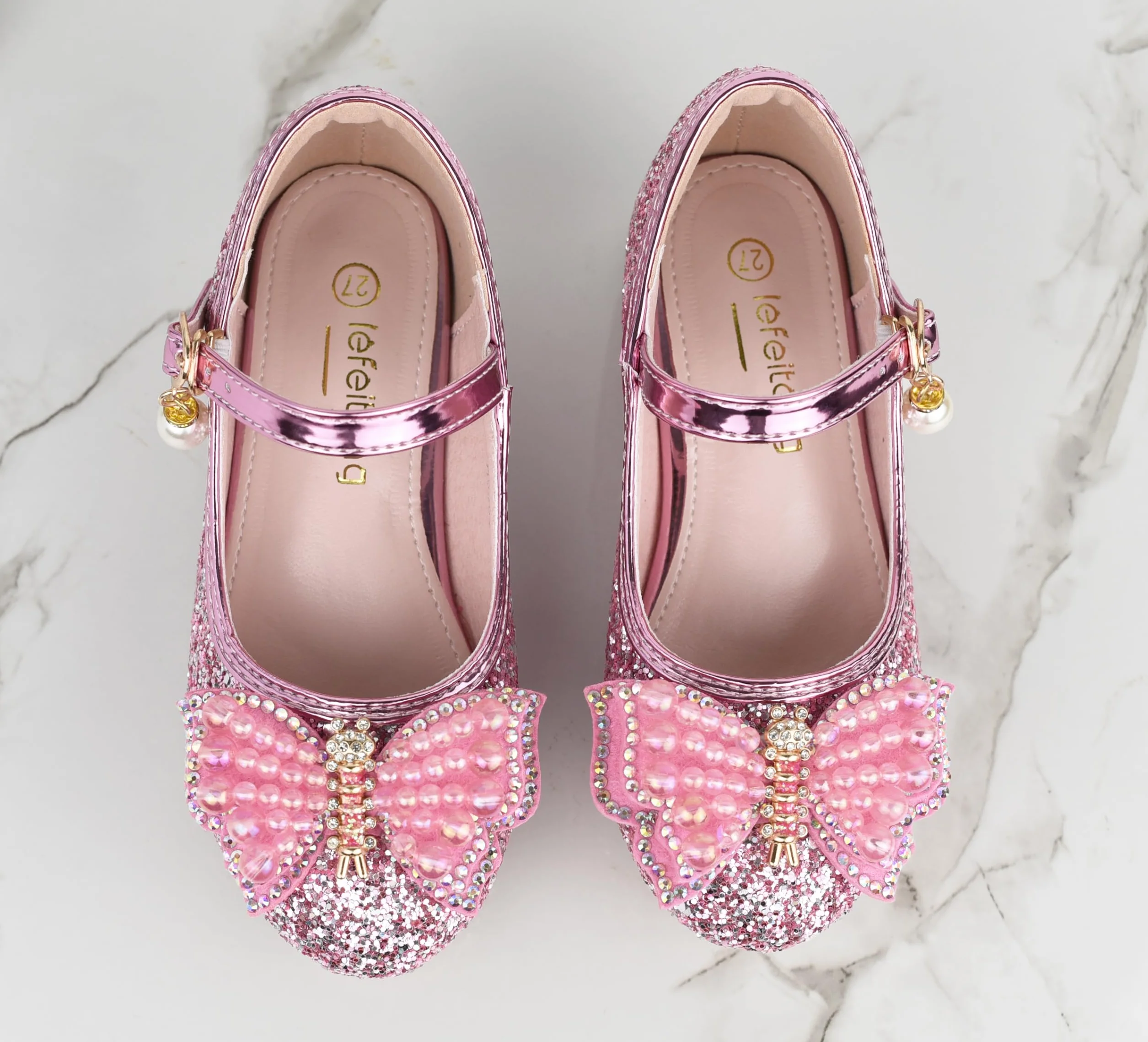 Chaussures de Princesse à Talon pour Filles avec Paillettes Déguisement Reine Scintillantes