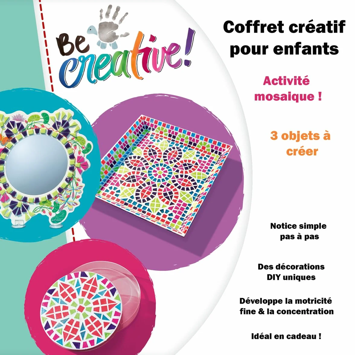 Ravensburger Be Creative Mosaïque Maxi 3 Objets à réaliser Décoration Loisir créatif Dès 8 Ans