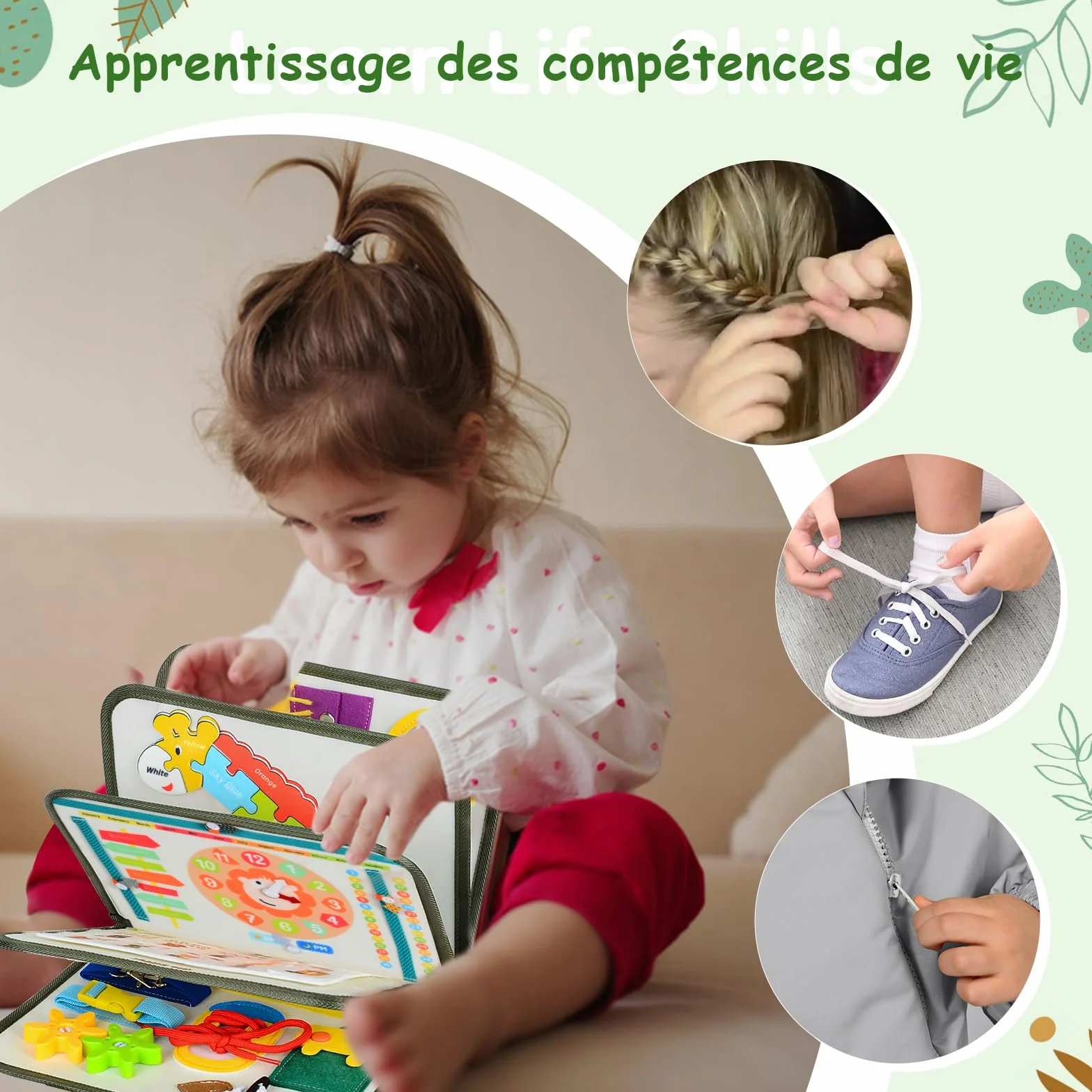 Française Busy Board Montessori 3 Ans 8 en 1 Jouets Éducatifs d'Activité Développement Cadeau Enfant Garçon Fille 3-5 Ans