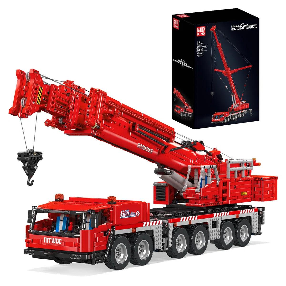 Mould King 17065 Technik GMK Heavy Duty Crane Klemmsteinen Kit 4566+ PCS MOC Remote Commanded Raupengraune Blöcke Toy mit 5 Motor