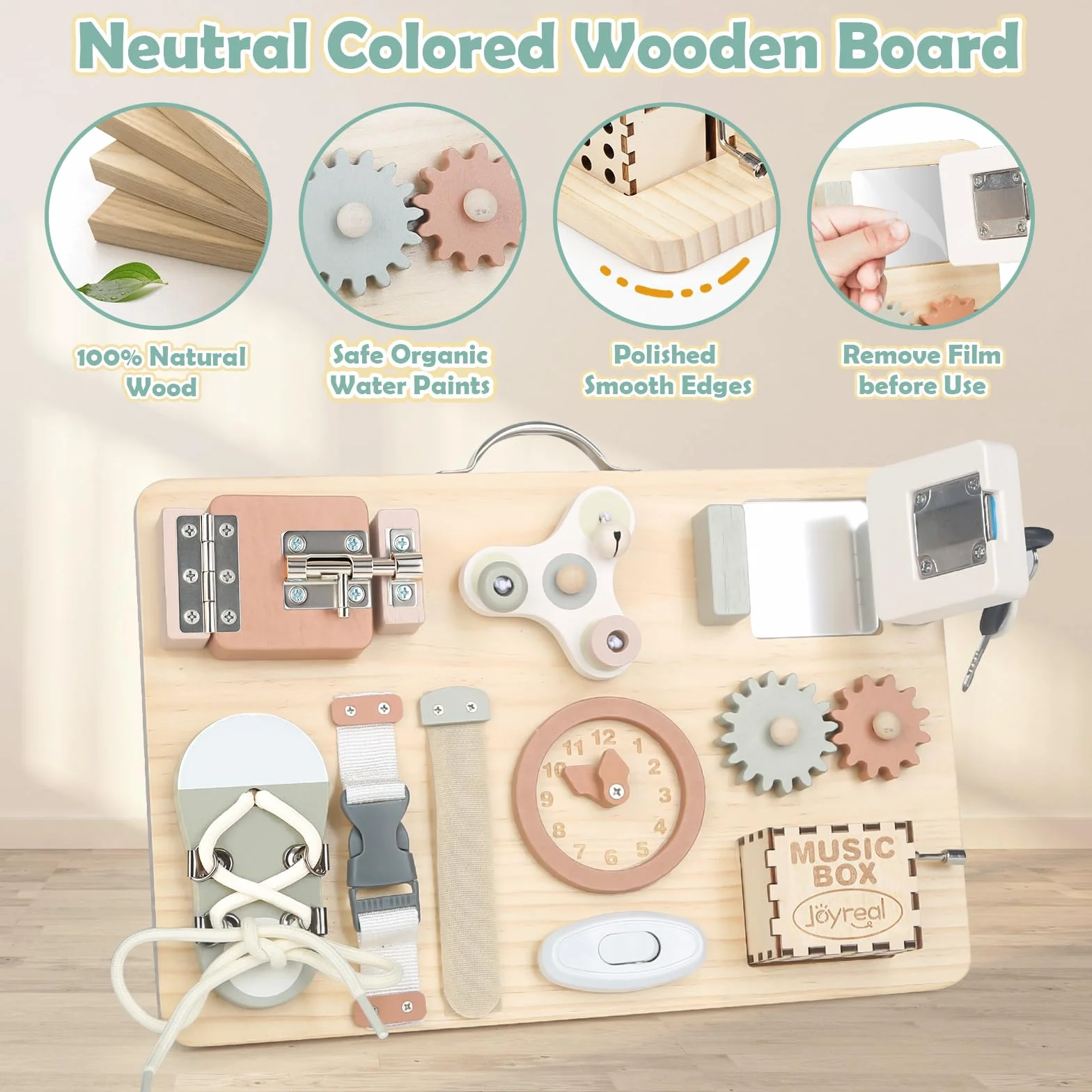 Joyreal Busy Board Montessori - Planche Activité Sensoriel Parcours Motricité Bébé Jeux Educatif Jouet Enfant