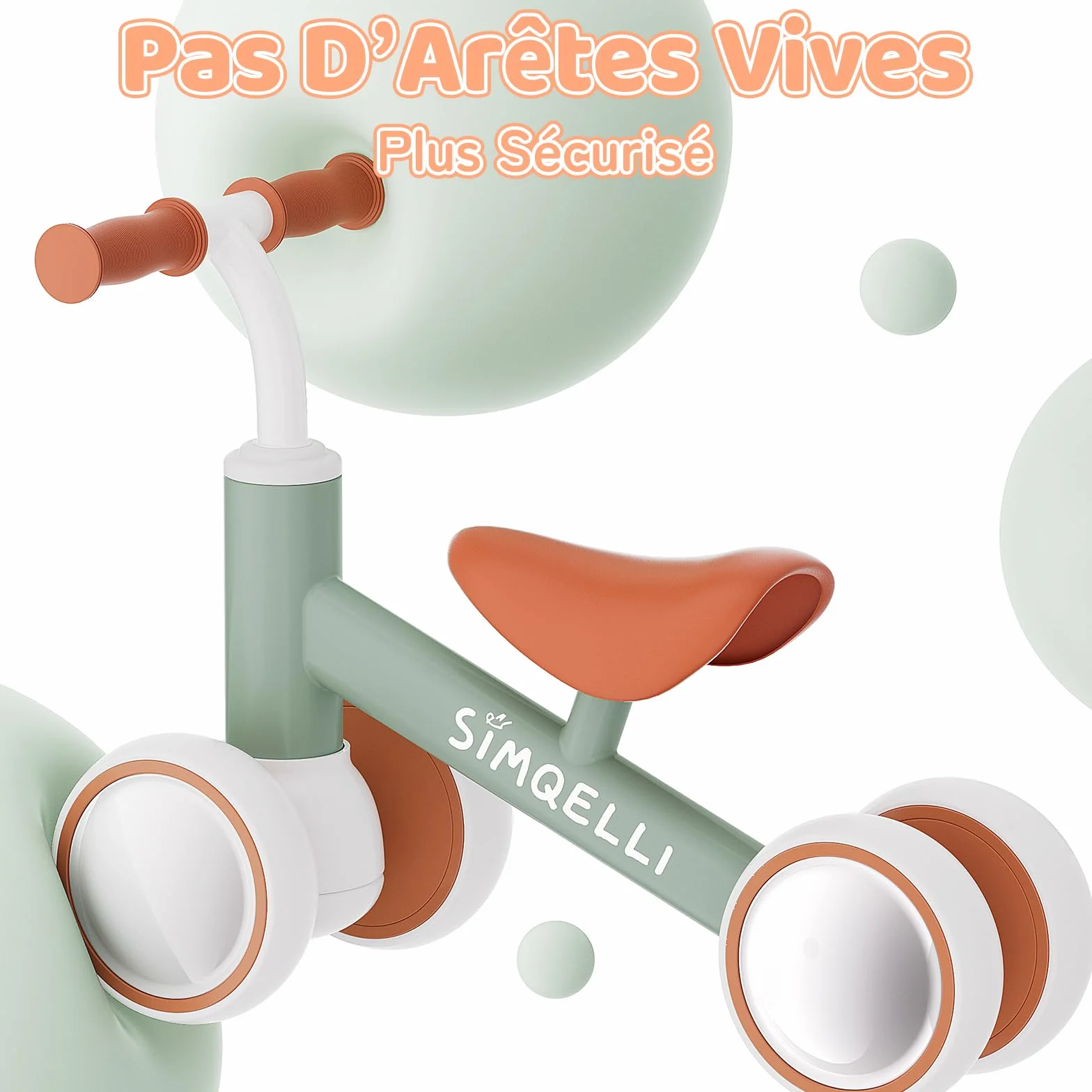 Vélo d'équilibre Draisienne Bébé 1 an 4 Roues sans Pédales pour Enfant 10-24 Mois Garçons Filles Cadeau Anniversaire Noel Vert
