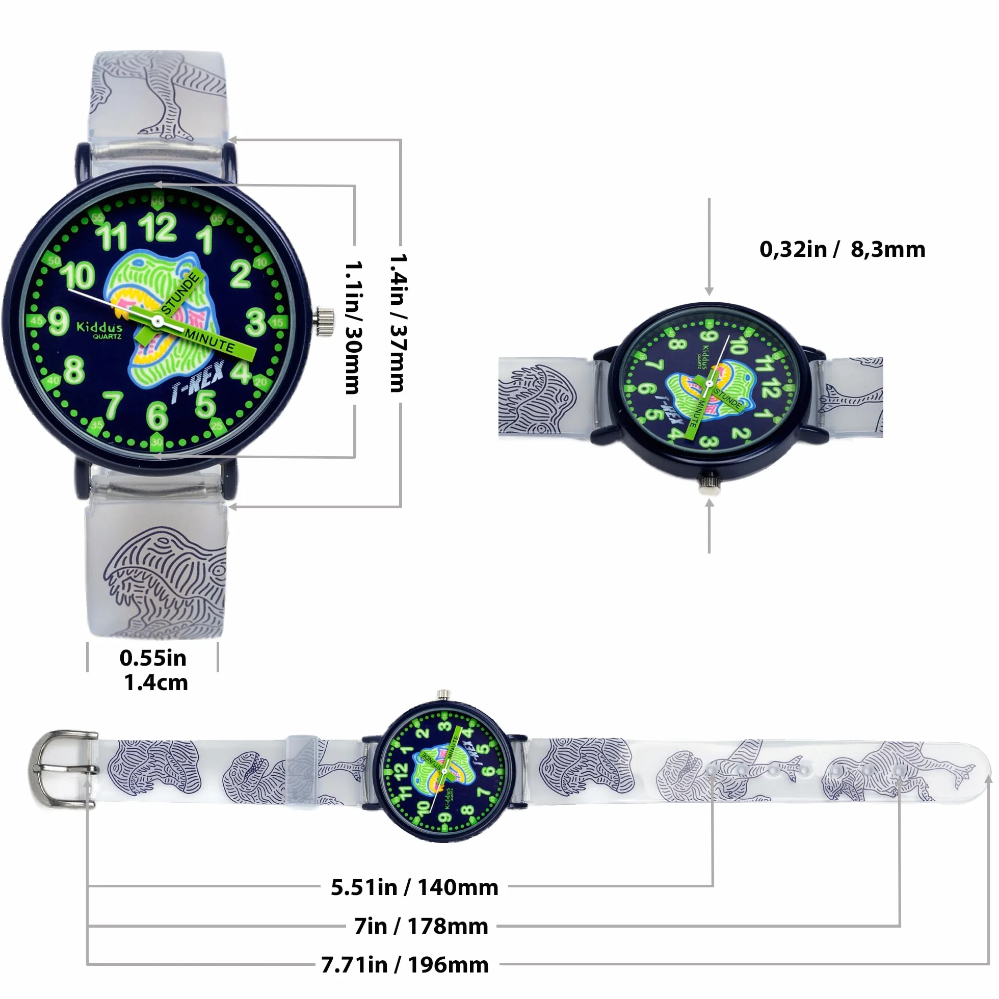 Kiddus Montre Enfant Fille Garçon 5 Ans, Montre Éducative Analogique Aiguilles, Apprentissage Heure, Mouvement Japonais