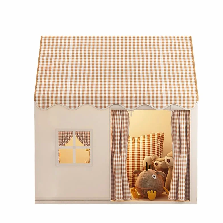 Tente de Jeux Enfant Cabane Interieure Maison Pliable Princesse 3-14 Ans 120x105x128 cm Beige Grisâtre