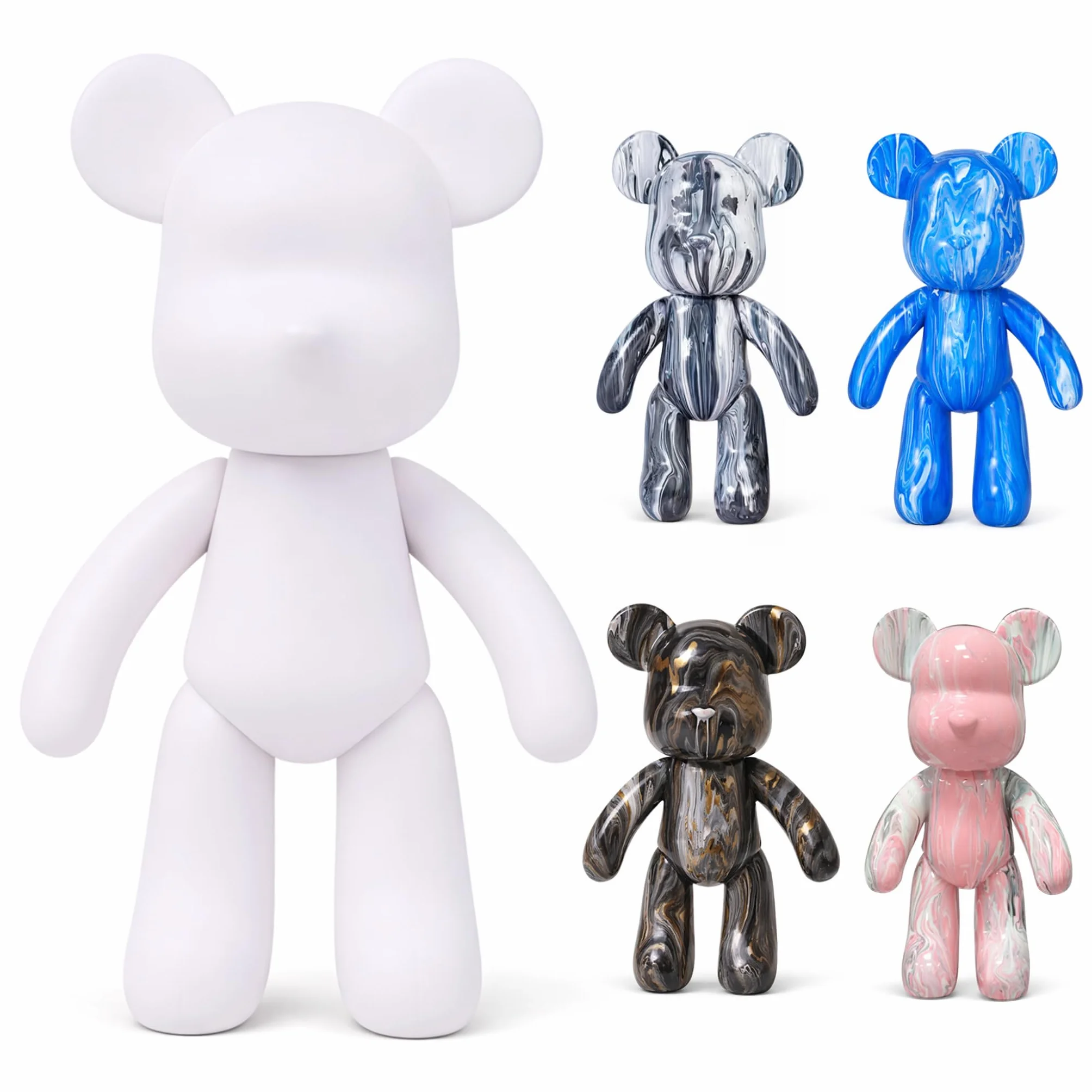 Kit DIY pour peindre un ours – Ensemble de peinture créatif pour adultes et enfants | Figurine d’ours avec 3 couleurs, pinceaux et accessoires | Cadeau décoration maison (Bleu)