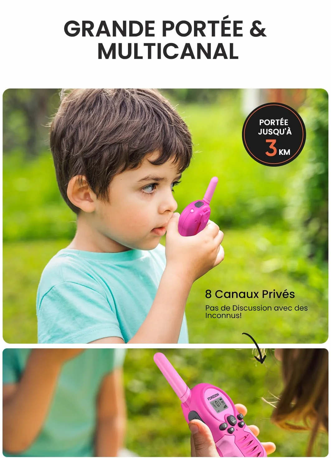 Foredom Talkie Walkie Enfants Rechargeable Longue Portée 3-12 Ans Lot de 2