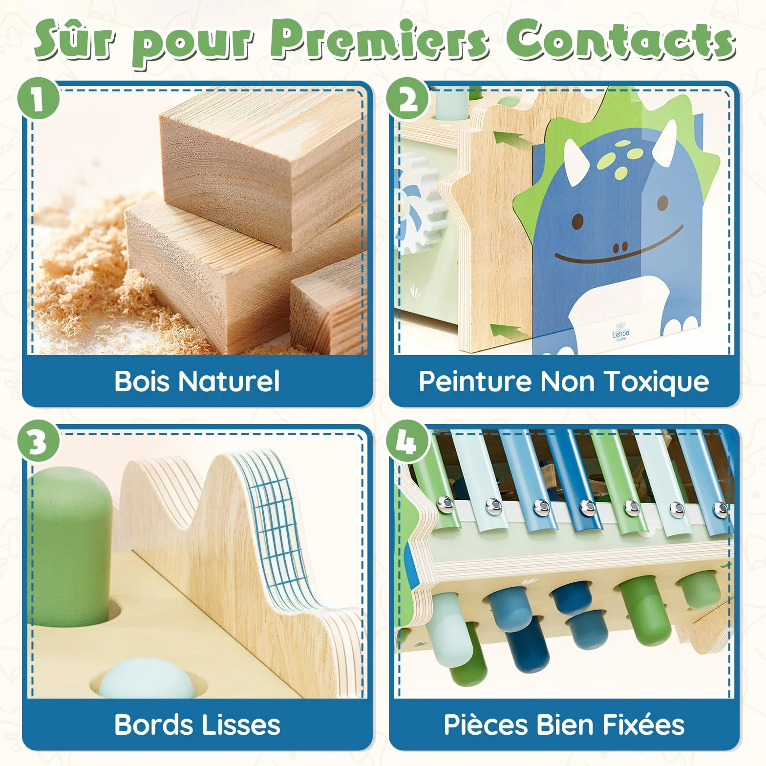 Jouets Montessori 1 An, Jouet en Bois avec Xylophone et Marteaux, Jouets d'Éveil Motricité pour Tout-petits 1-3 Ans