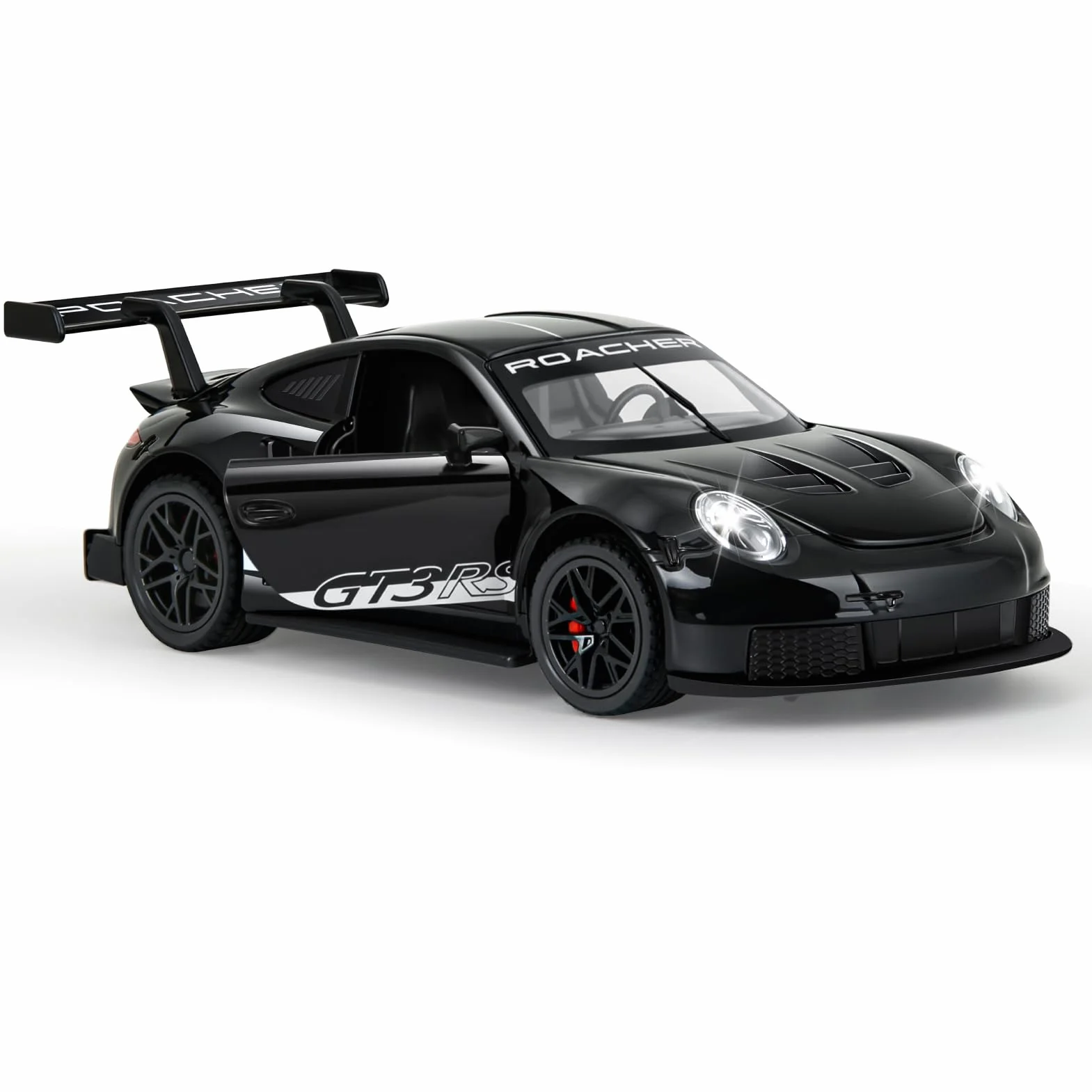 911 GT3RS 1:32 Voiture Miniature en Métal Moulé sous Pression avec Son et Lumière, Jouet pour Enfants (Noir)
