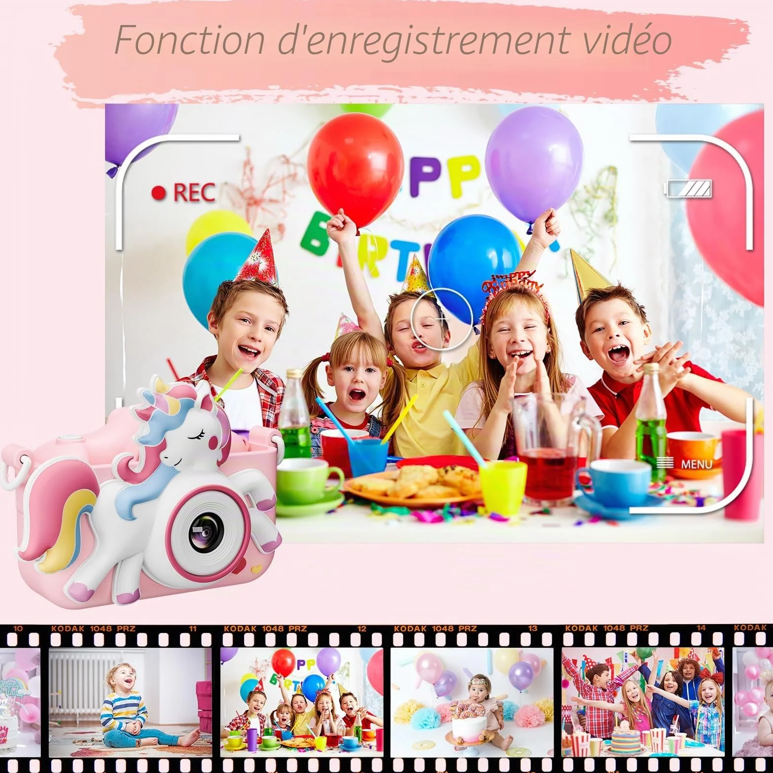 Diswoe Appareil Photo Enfant Selfie HD 32GB Carte Etui en Cuir Anti-Chute Jouet Cadeau Filles Garçons 3-12 Ans