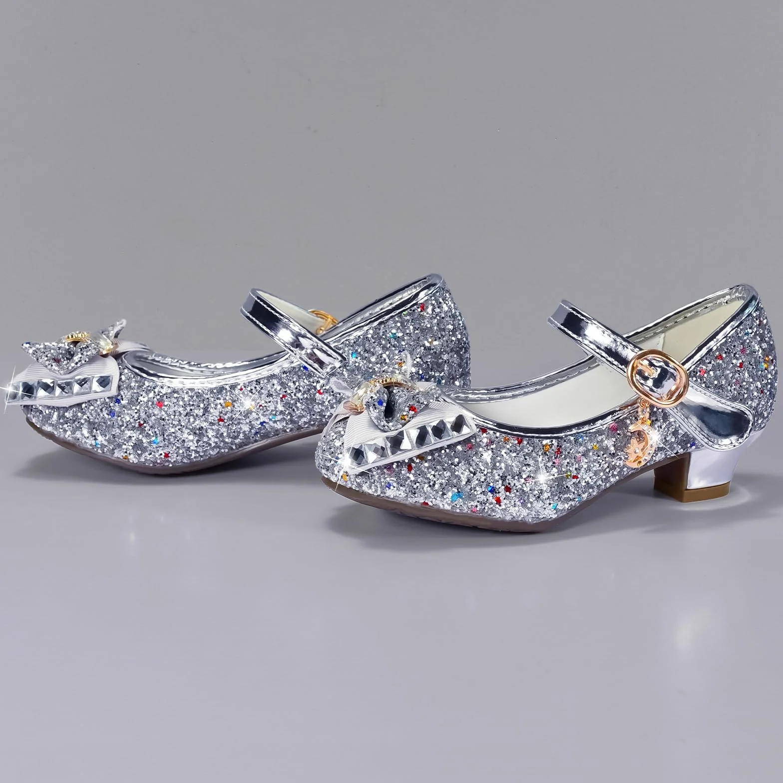 Chaussures de Princesse à Talon pour Filles avec Paillettes Reine Déguisement Scintillantes Fêtes Anniversaires