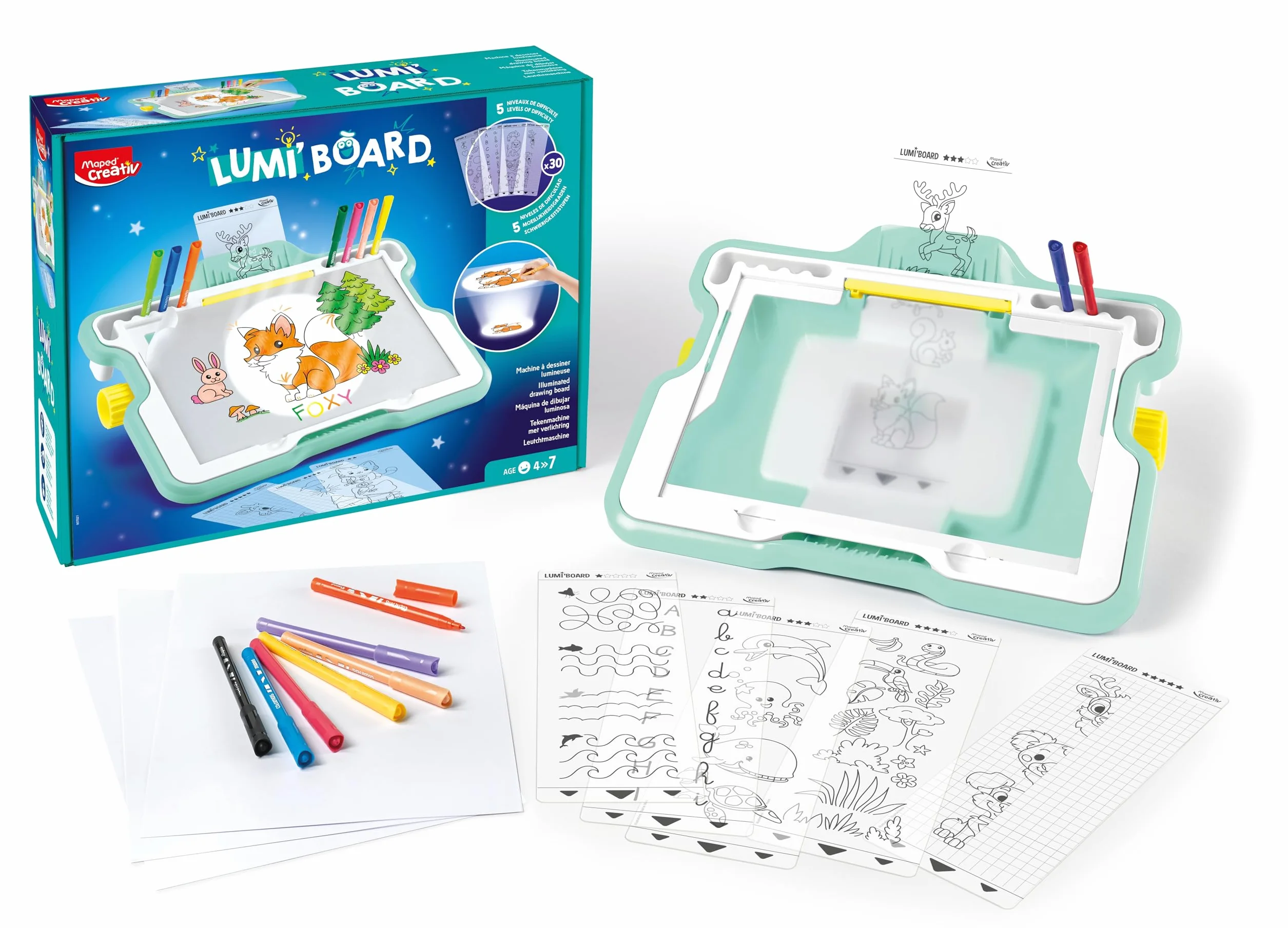 Lumi Board Maped Creativ - Machine Lumineuse pour Apprendre à Dessiner - Tableau Lumineux Enfant dès 4 ans