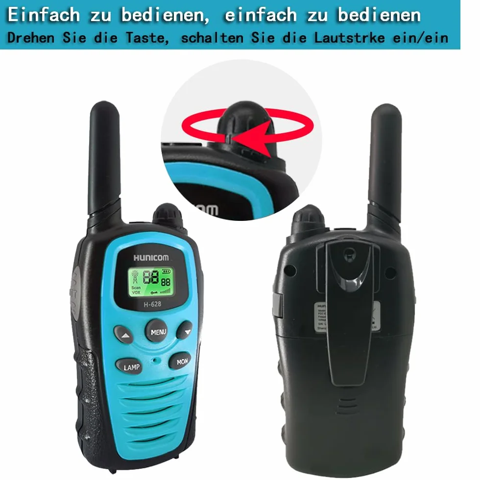 Talkie-Walkies pour Adultes Grande Portée 5 km PMR VOX Mains Libres Lampe de Poche LED Bleu